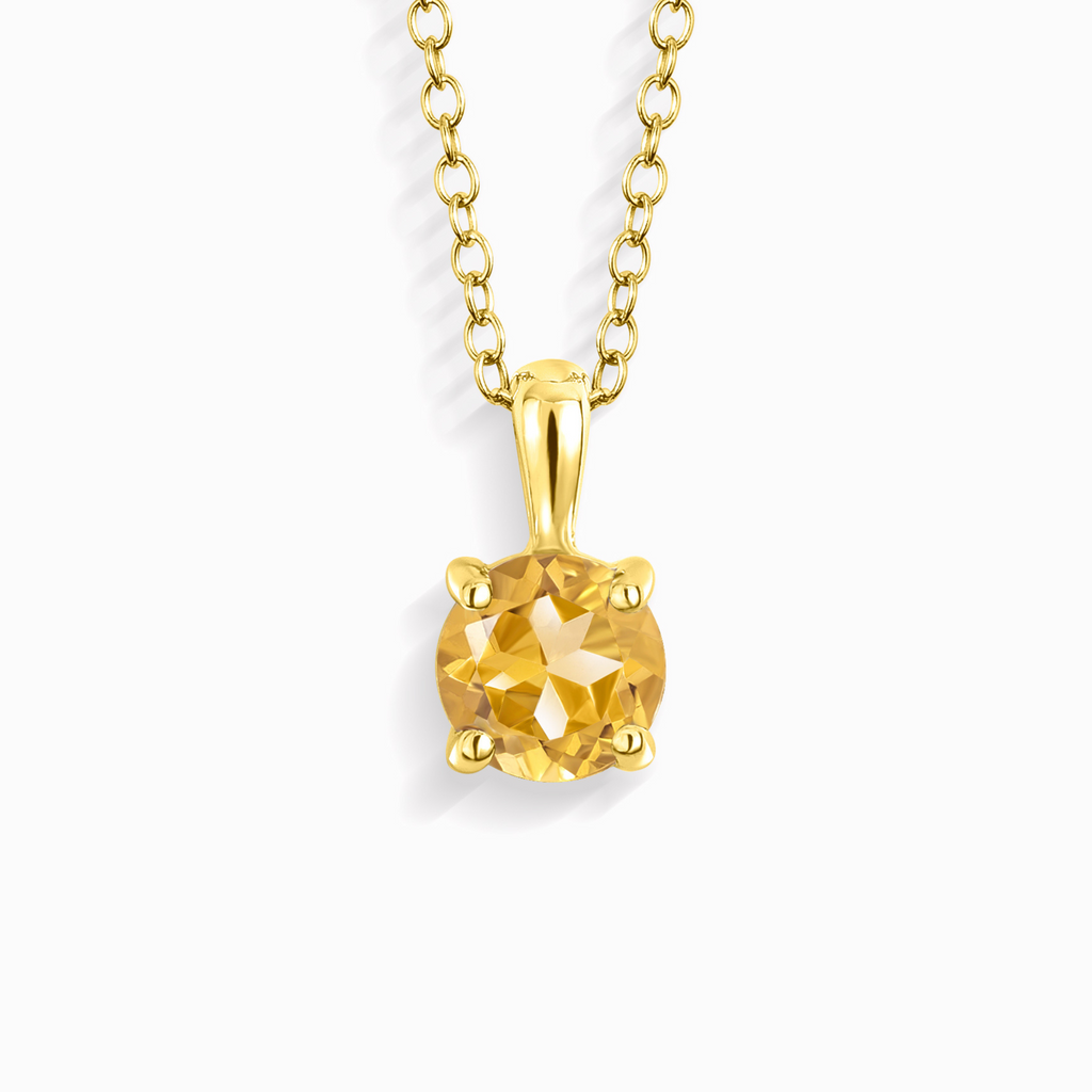 Citrine Solitaire Pendant Necklace in 18k Gold Vermeil