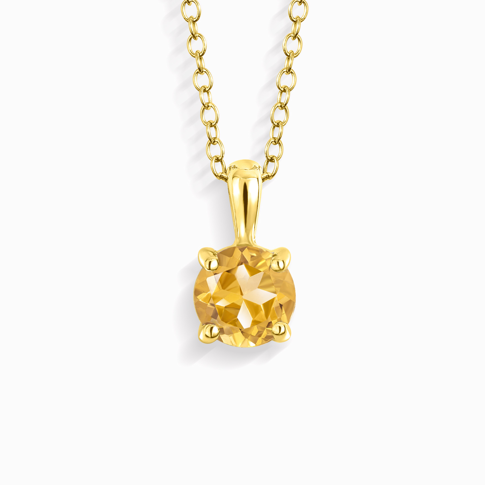 Citrine Solitaire Pendant Necklace in 18k Gold Vermeil