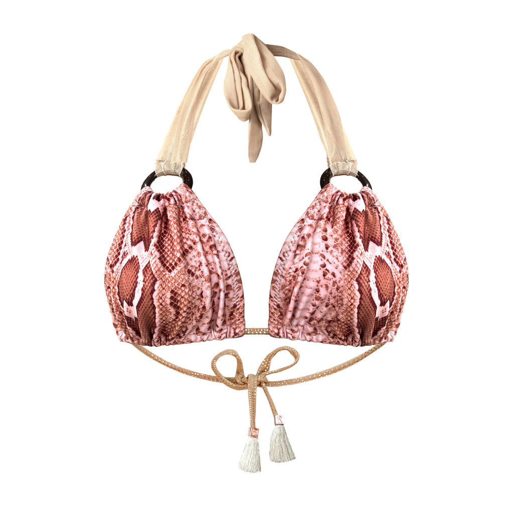 Animal Print Bikini Top With Gold Mesh Straps Molly Tagomago