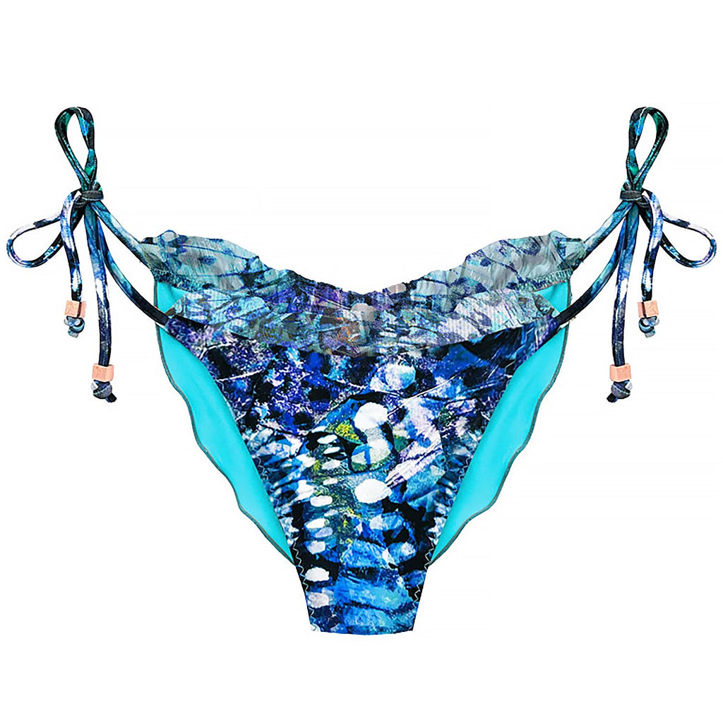 Boho Style Ruffle Bikini Top Blue Butterfly Carmen