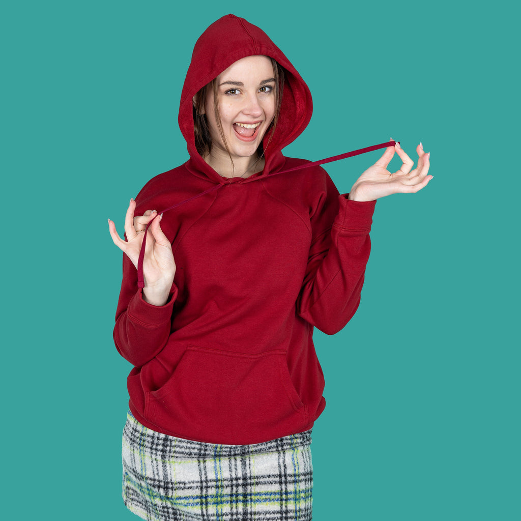 Breastfeeding Hoodie - warm fleece lined in burgundy
