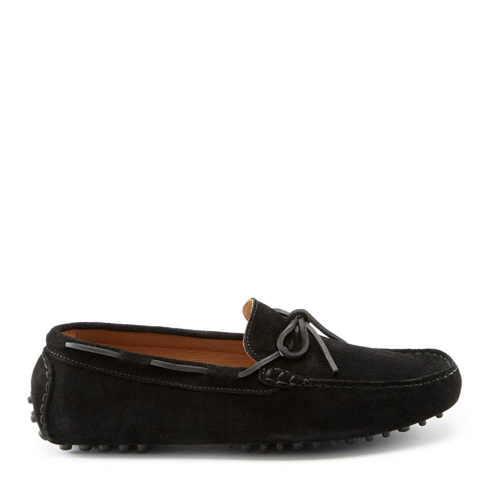 Laced Driving Loafers, black suede