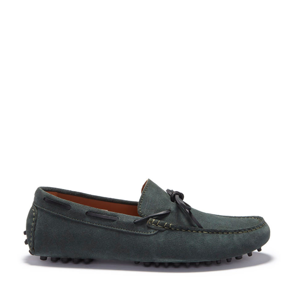 Laced Driving Loafers, racing green suede