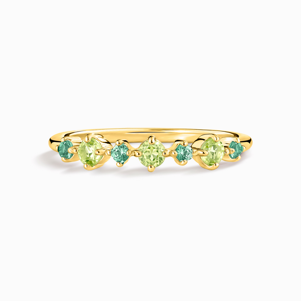 Emerald & Peridot Stackable Half Eternity Band in 18K Gold Vermeil