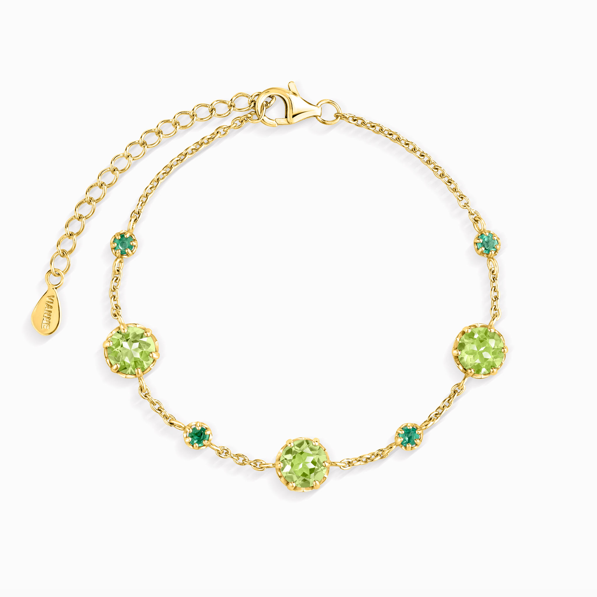 Emerald & Peridot Bracelet in 18k Gold Vermeil