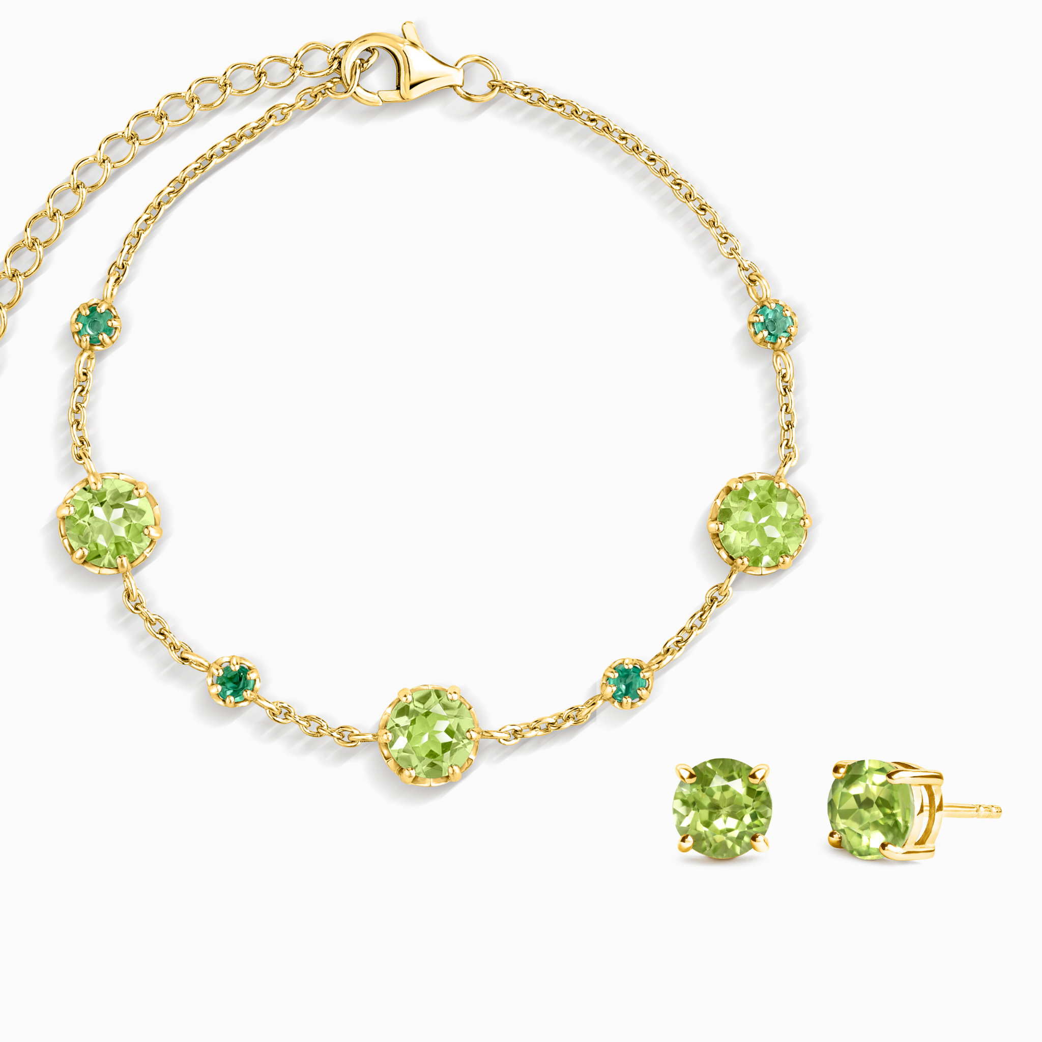 Emerald & Peridot Jewellery Set in 18k Gold Vermeil
