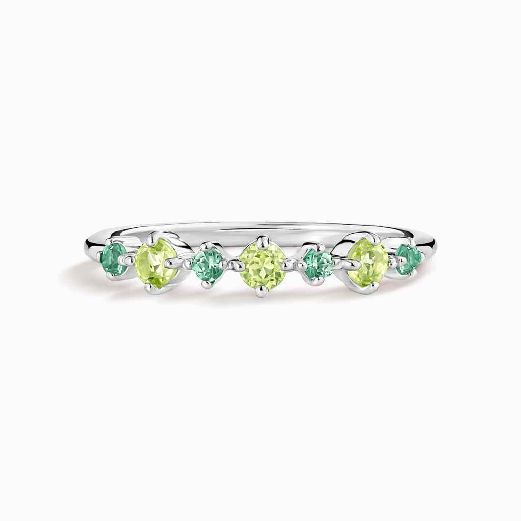 Emerald & Peridot Stackable Half Eternity Band in Sterling Silver