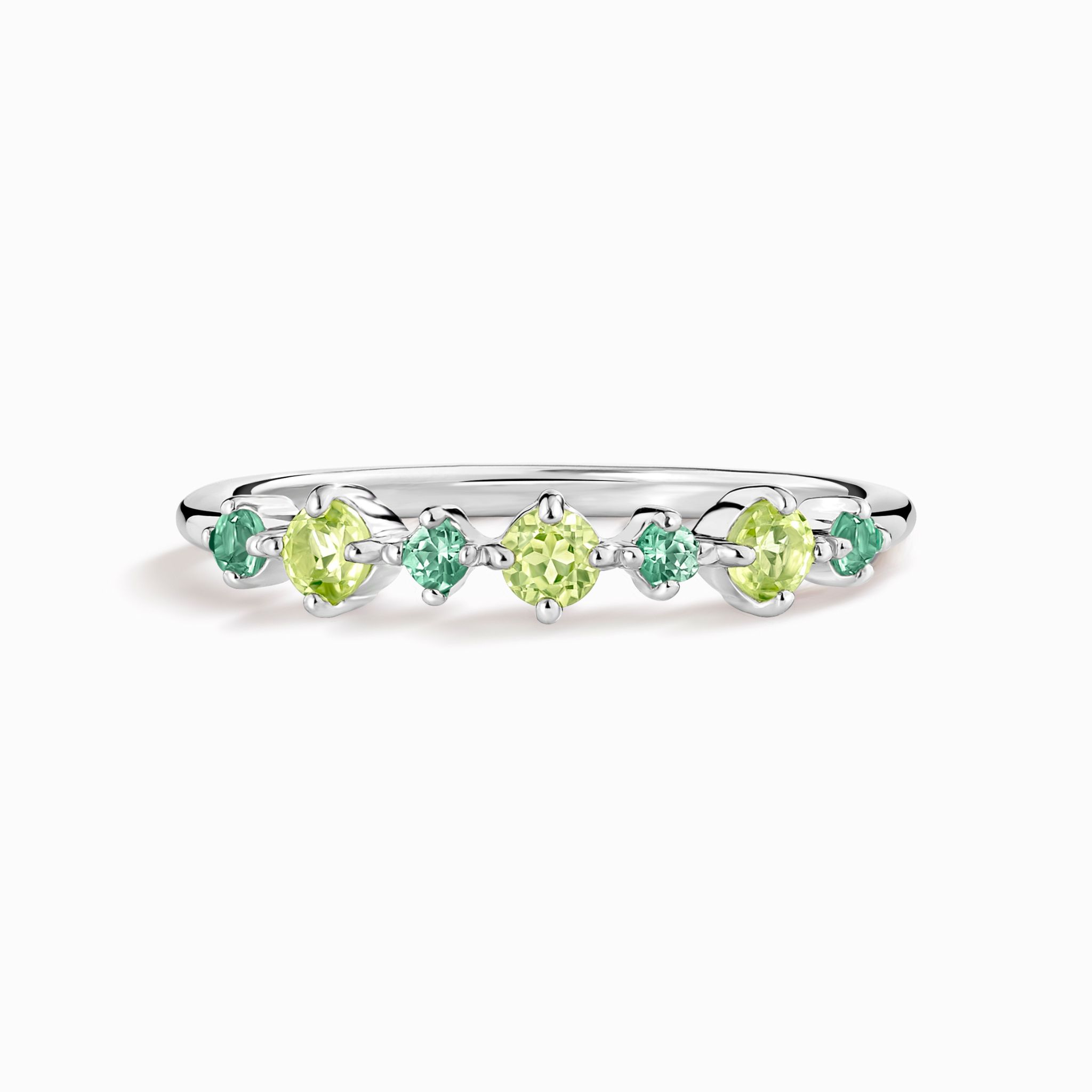 Emerald & Peridot Stackable Half Eternity Band in Sterling Silver