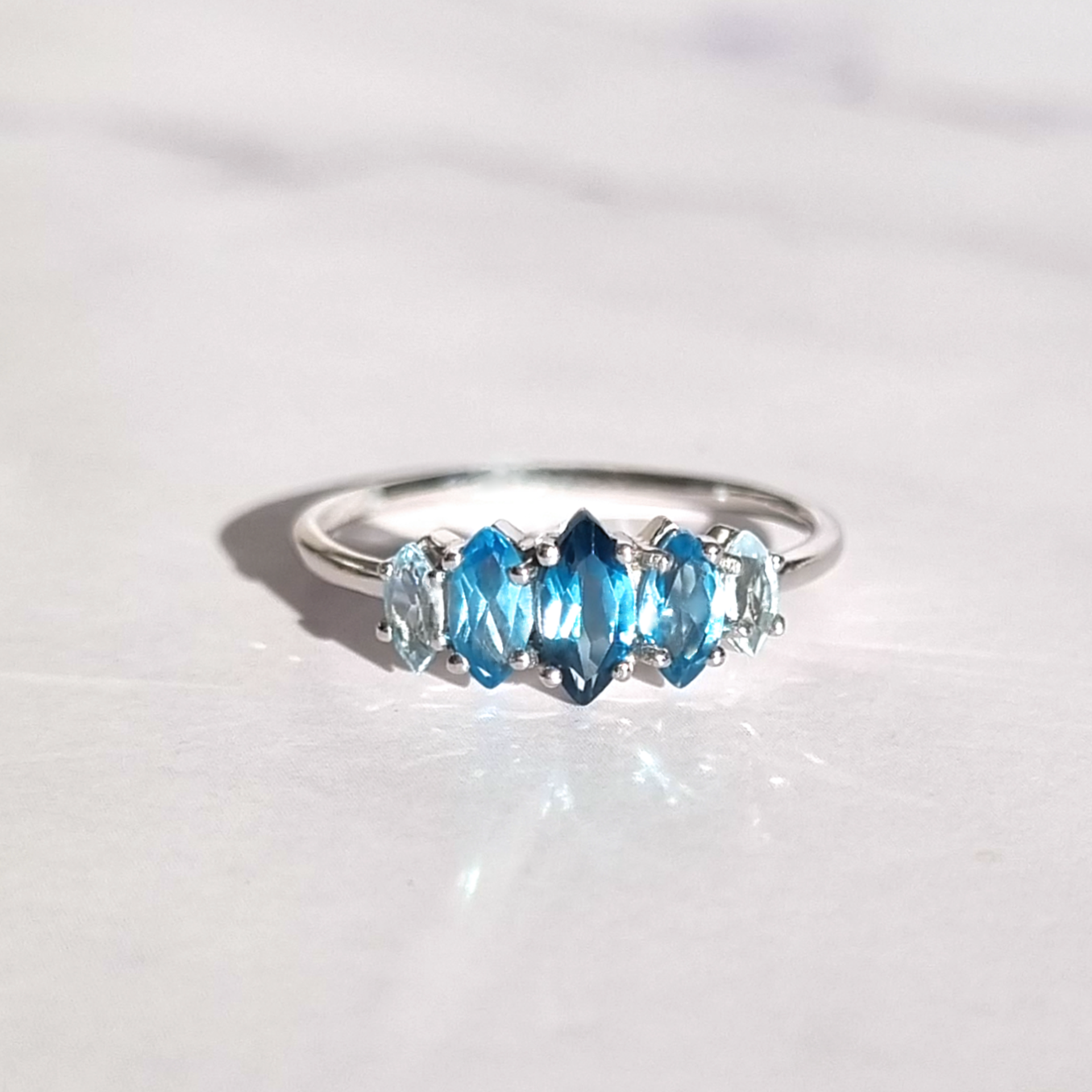 Ombre Blue Topaz Ring in Sterling Silver