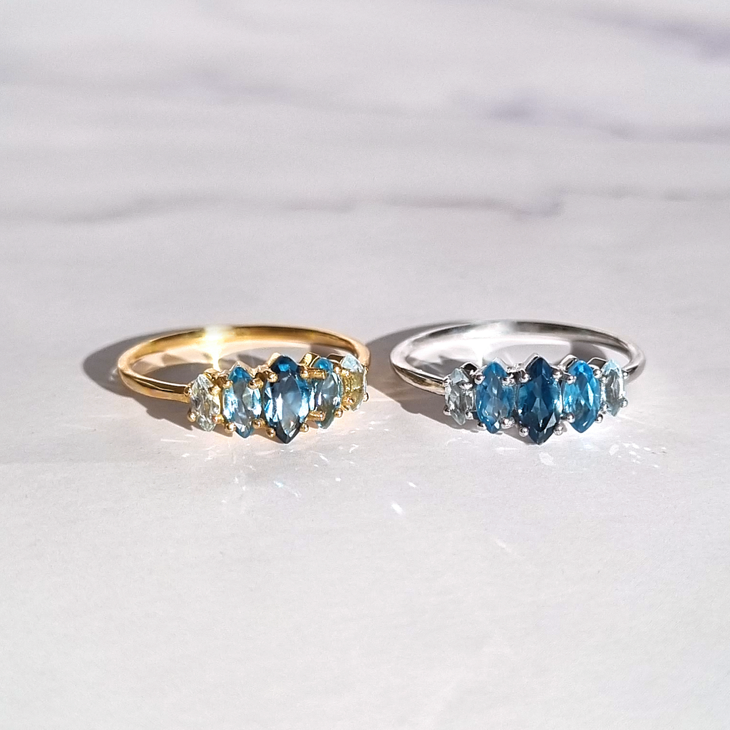 Ombre Blue Topaz Ring in 18k Gold Vermeil