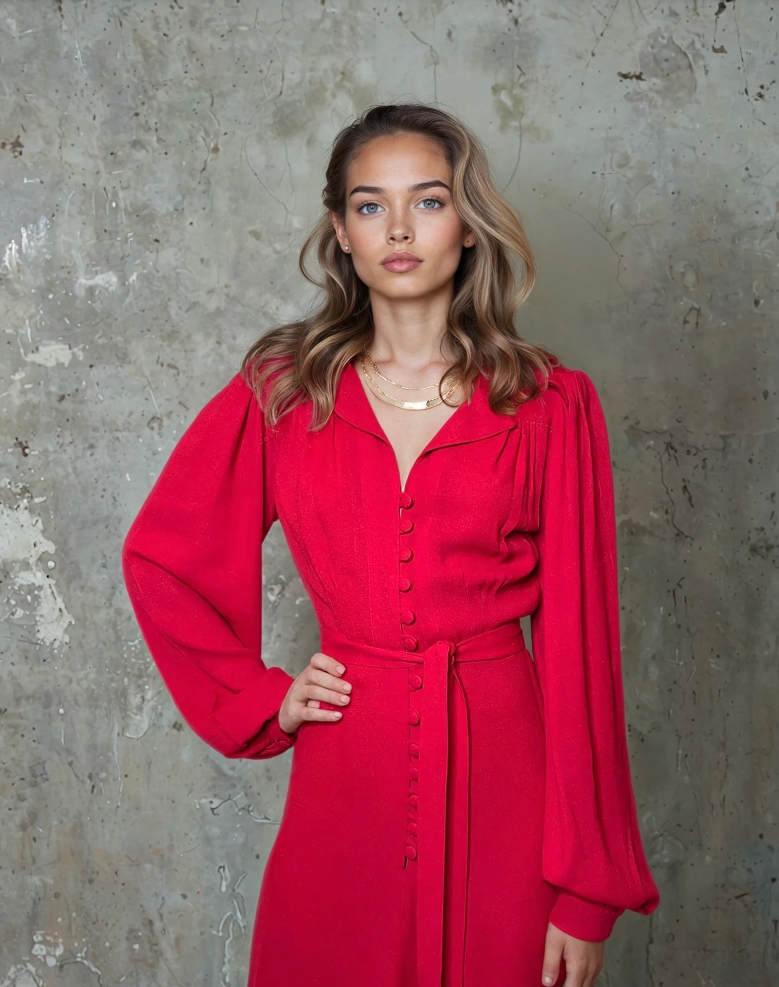 Vintage 1970'S Original Red Ossie Clark For Radley Dress Uk 10 - 12