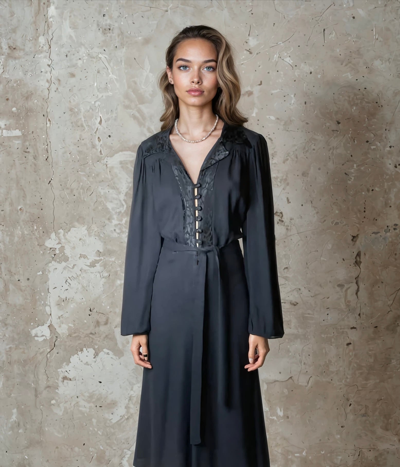 Rare Vintage 1970's Original Black dress designed by Ossie Clark UK 10 - 12