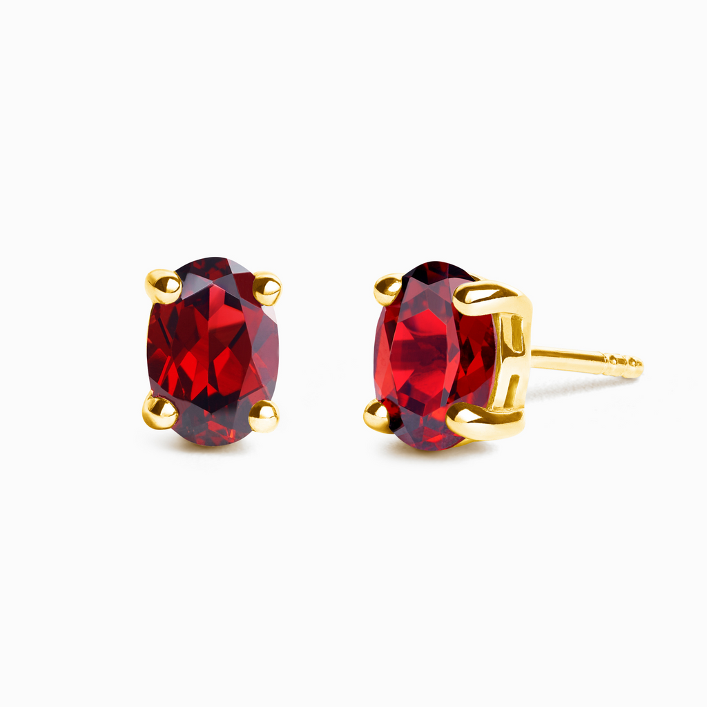 Garnet Oval Stud Earrings in 18k Gold Vermeil