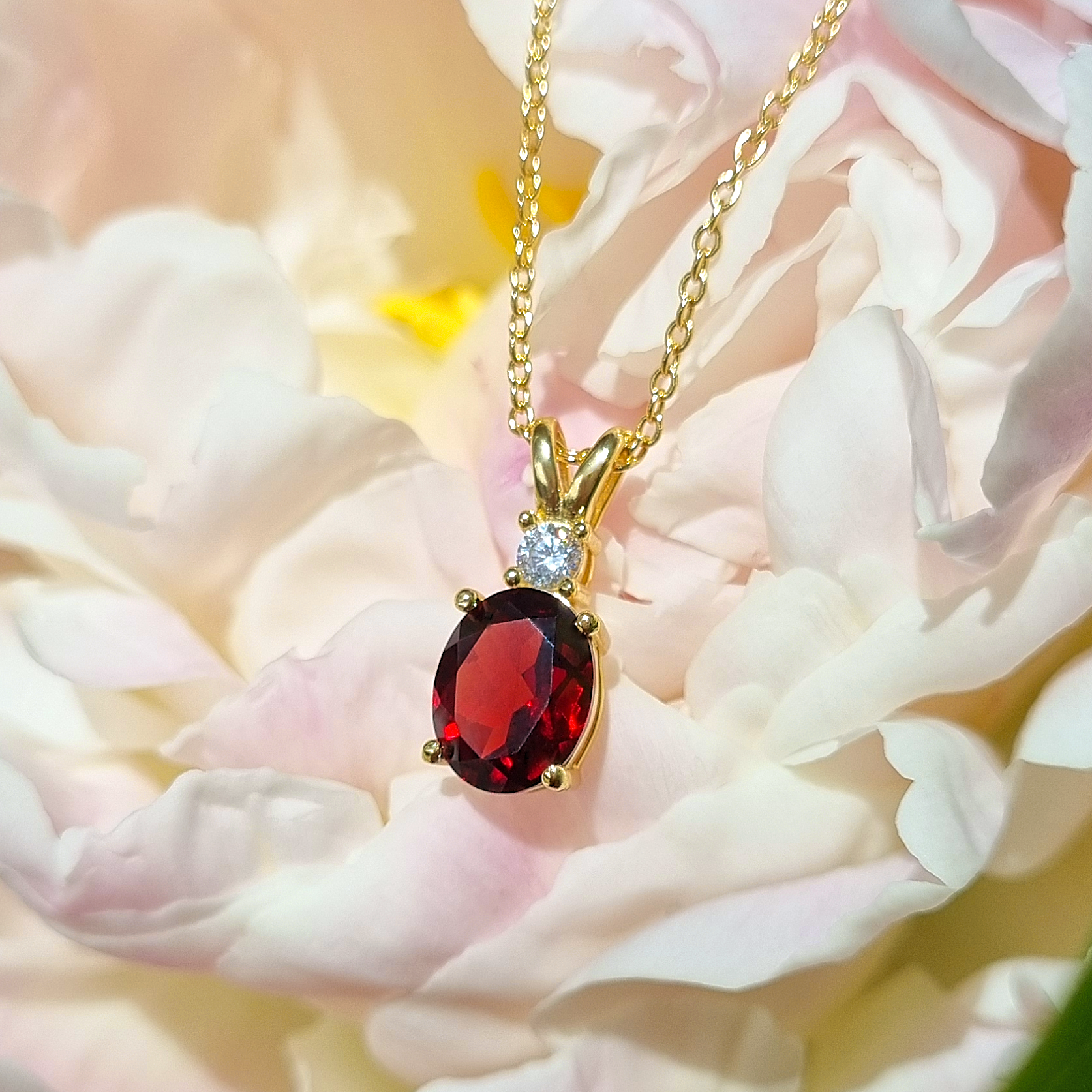 Mini Set 1 - Garnet Jewellery Set in 18k Gold Vermeil