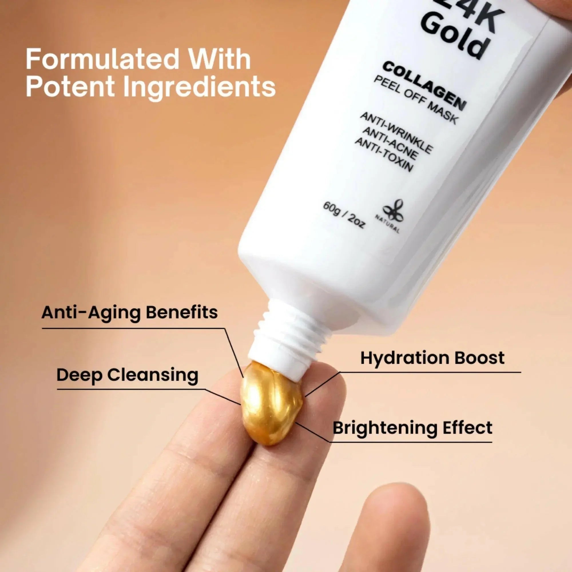 Ammuri 24K Gold Peel-Off Face Mask – Deep Cleansing & Brightening Pore Minimiser (60ml)