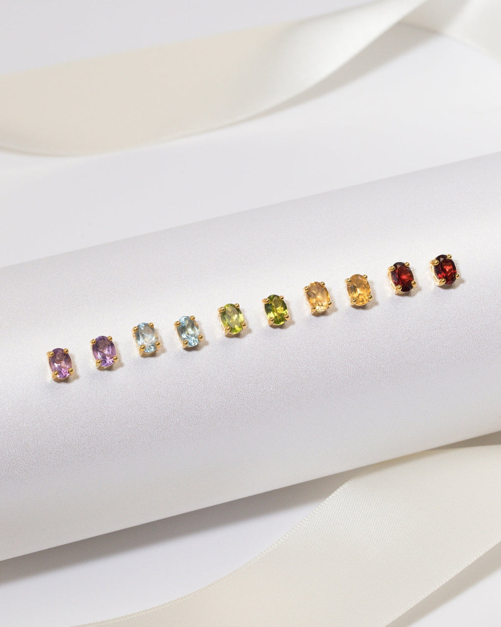 Garnet Oval Stud Earrings in 18k Gold Vermeil