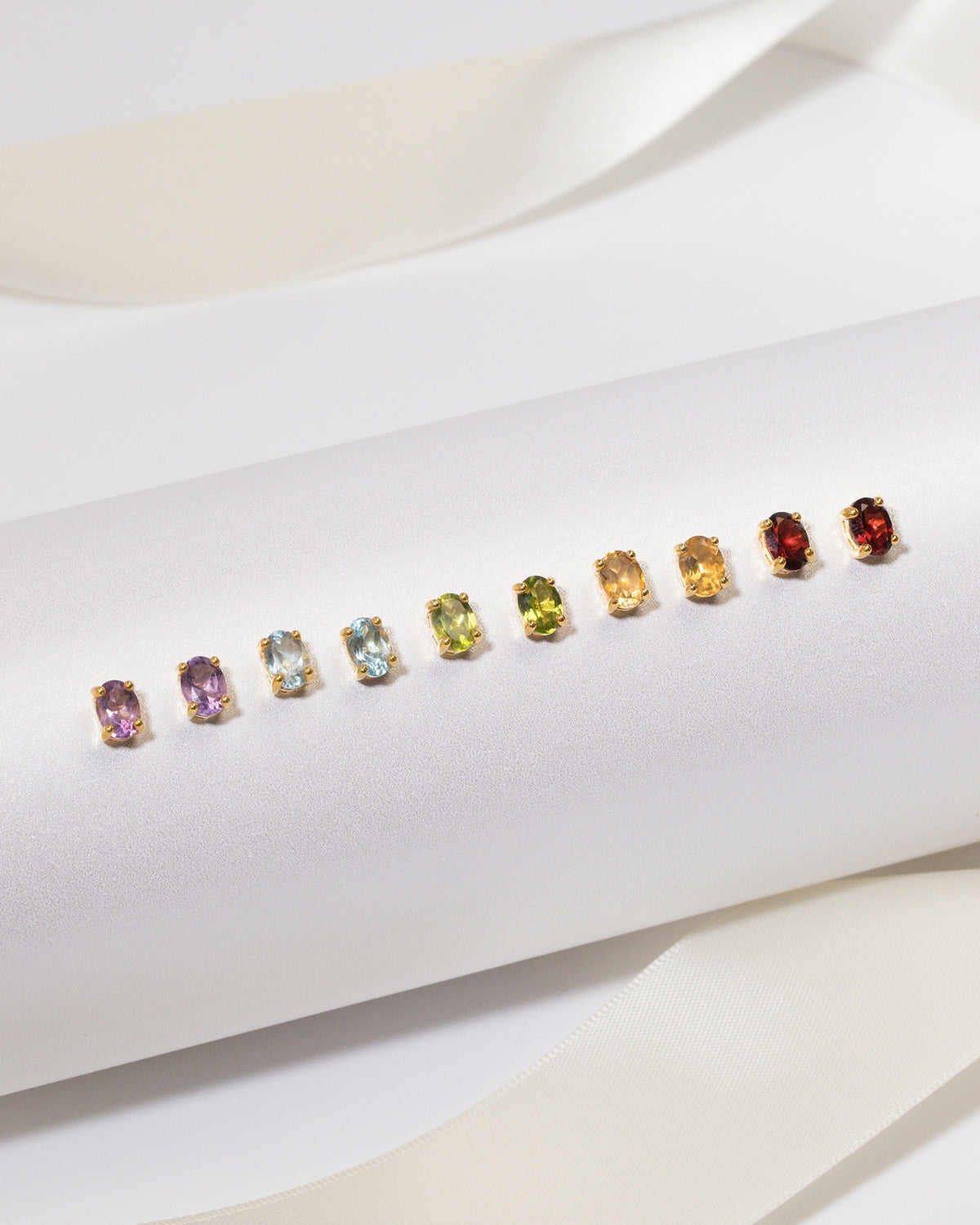 Garnet Oval Stud Earrings in 18k Gold Vermeil