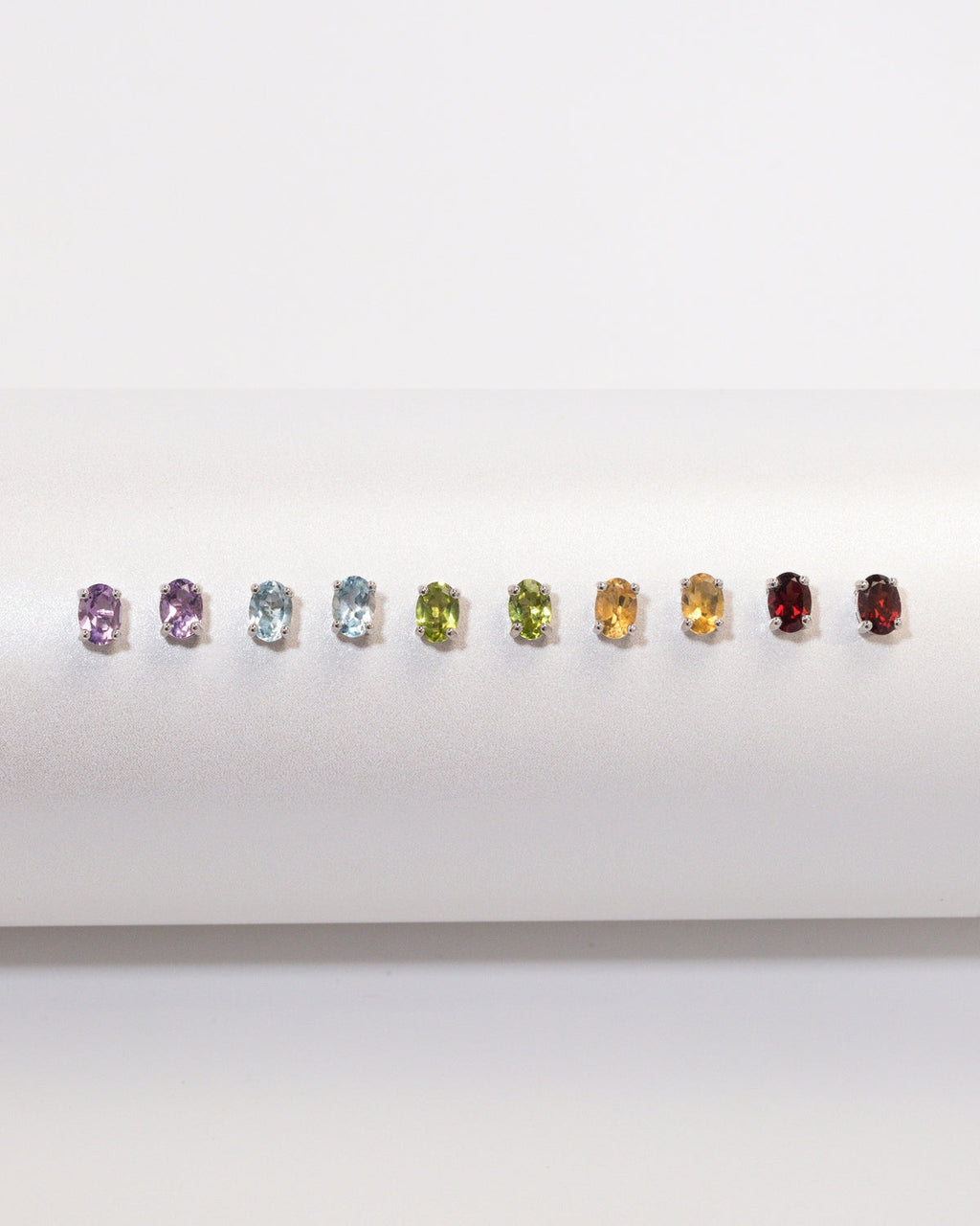 Peridot Oval Stud Earrings in Sterling Silver