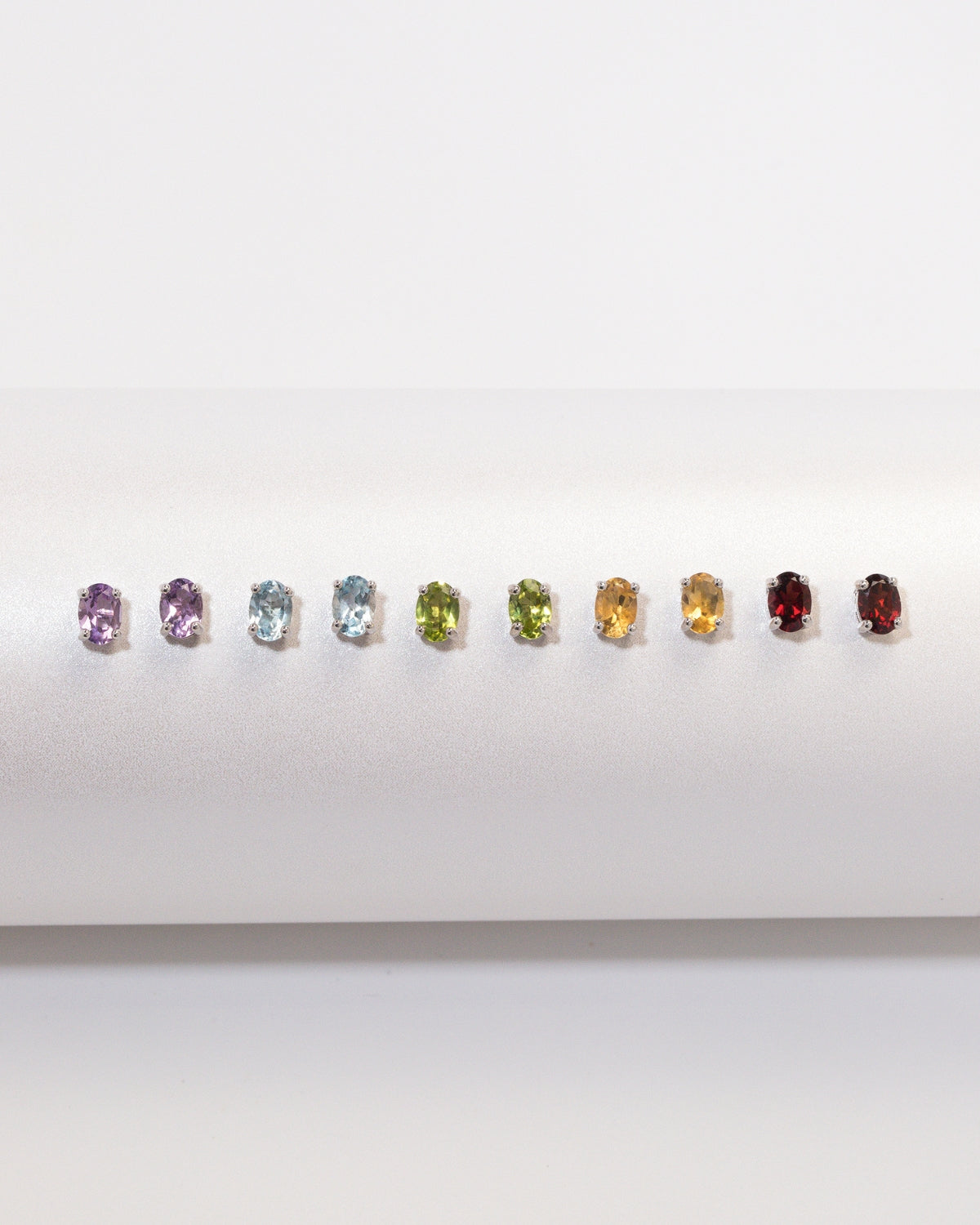 Peridot Oval Stud Earrings in Sterling Silver