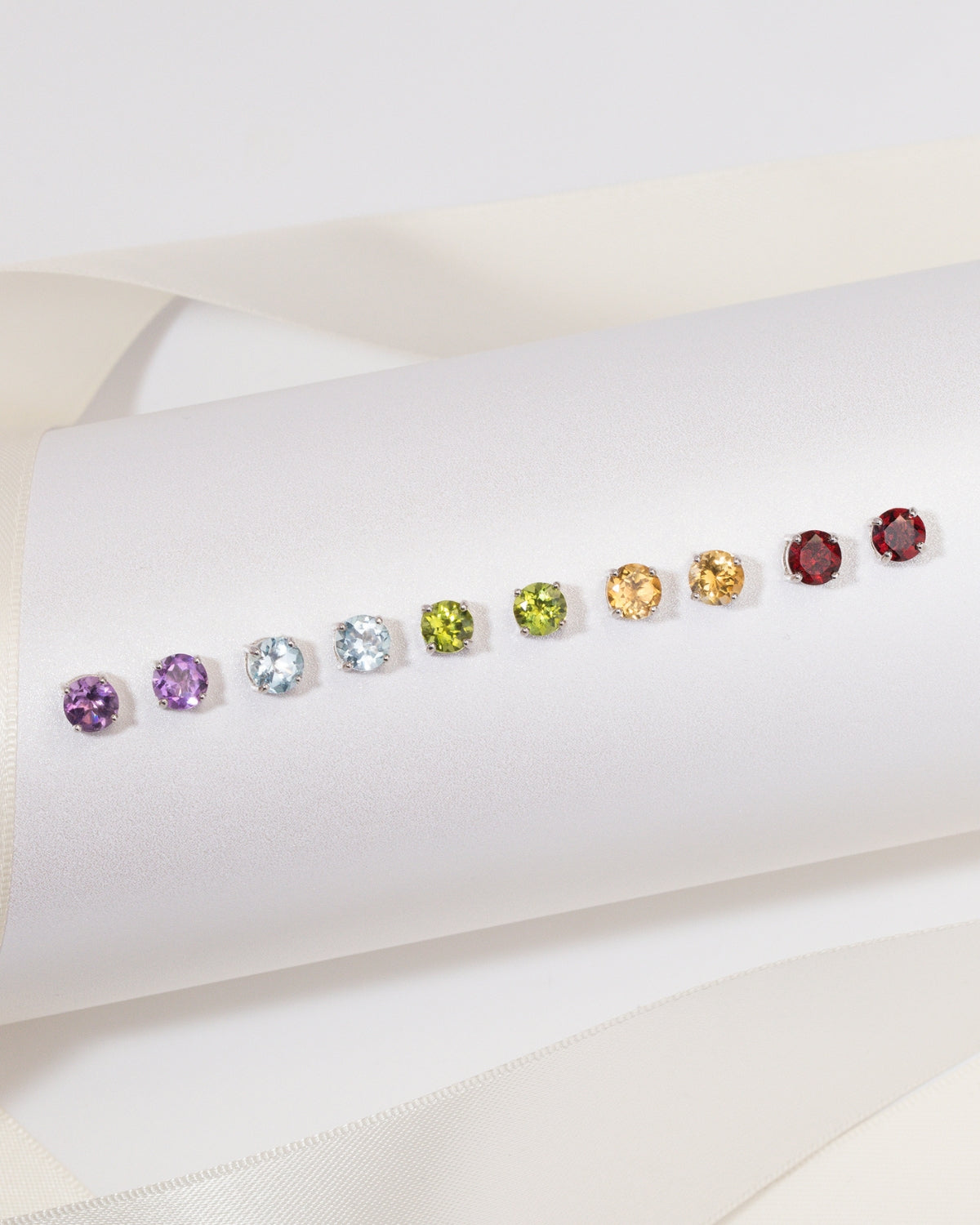 Blue Topaz Round Stud Earrings 6 mm in Sterling Silver