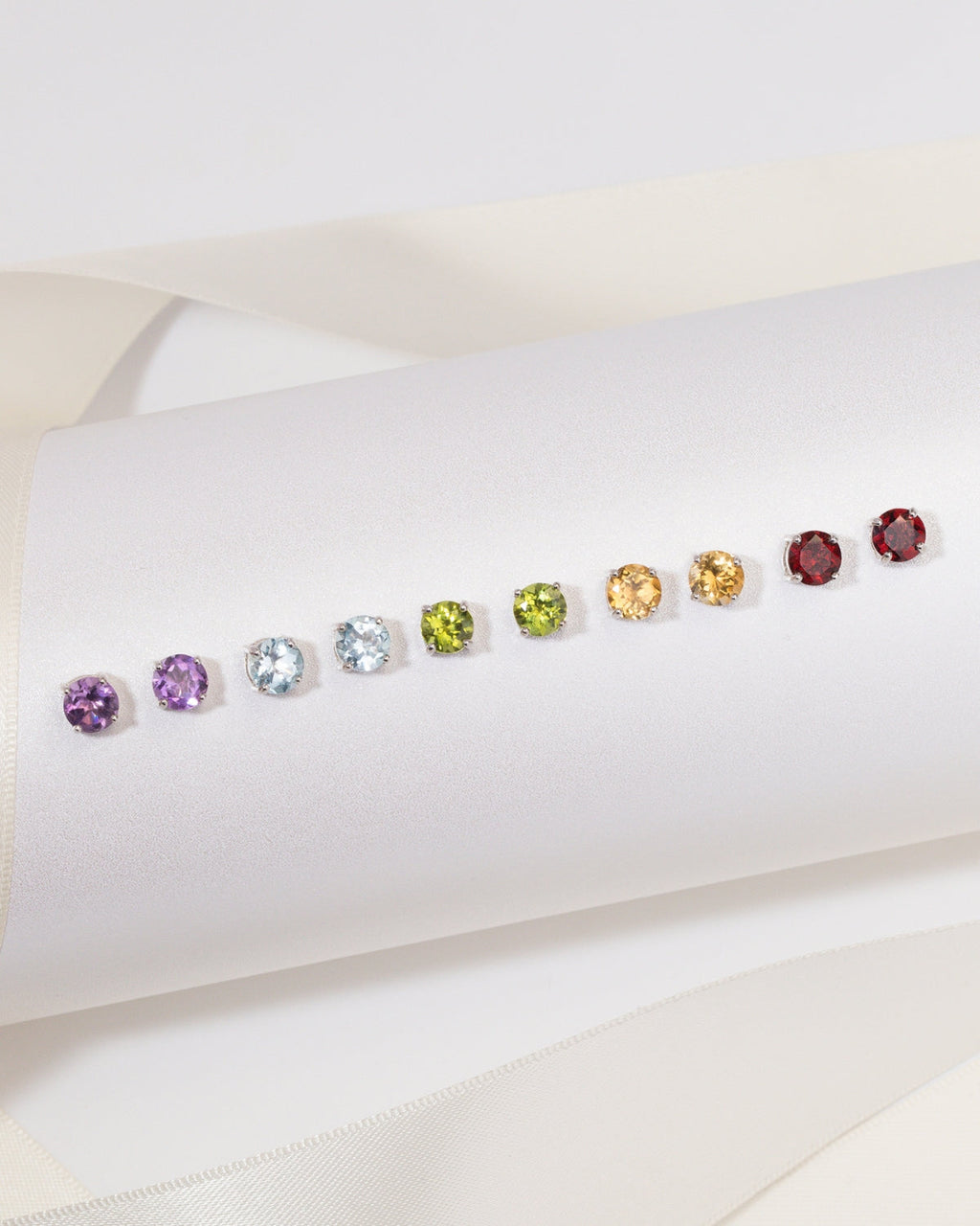 Citrine Round Stud Earrings 6 mm in Sterling Silver