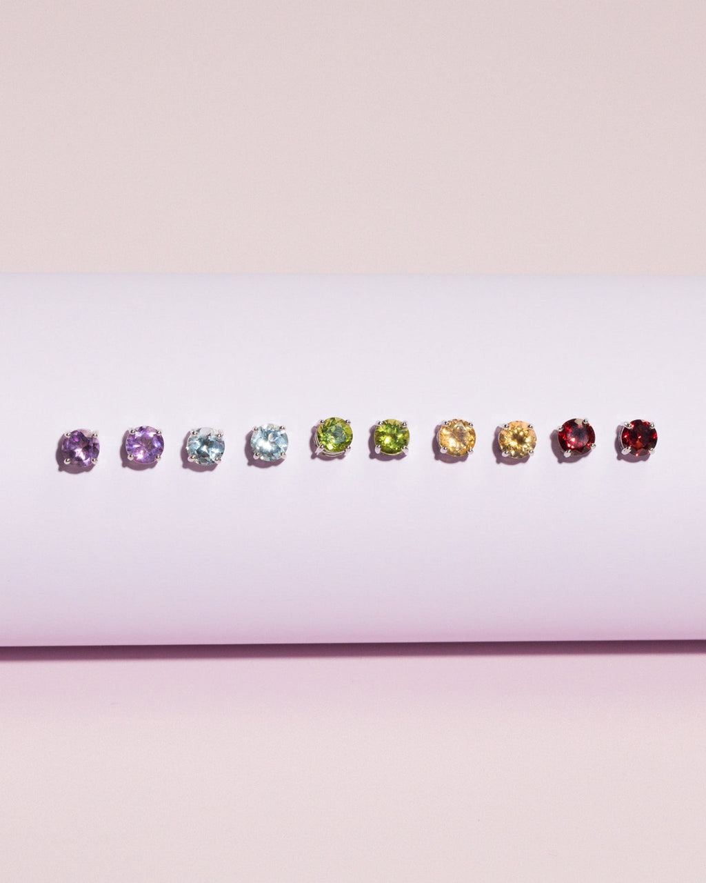 Garnet Round Stud Earrings 6 mm in Sterling Silver