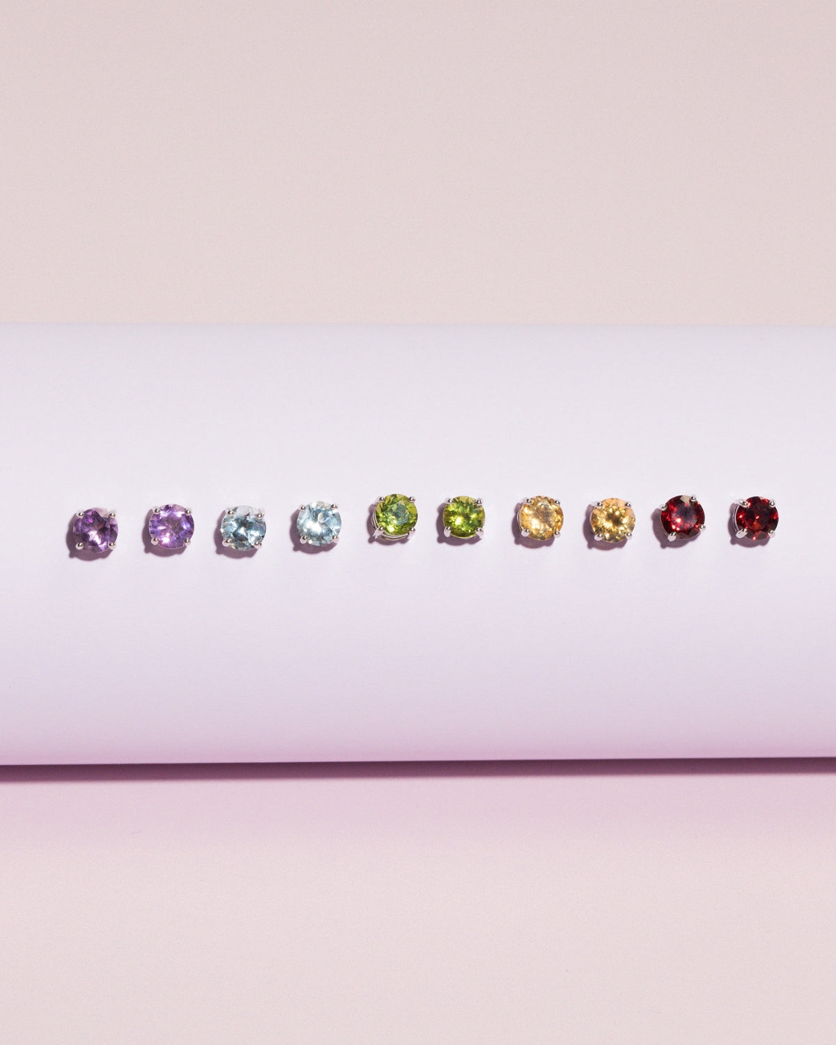 Garnet Round Stud Earrings 6 mm in Sterling Silver