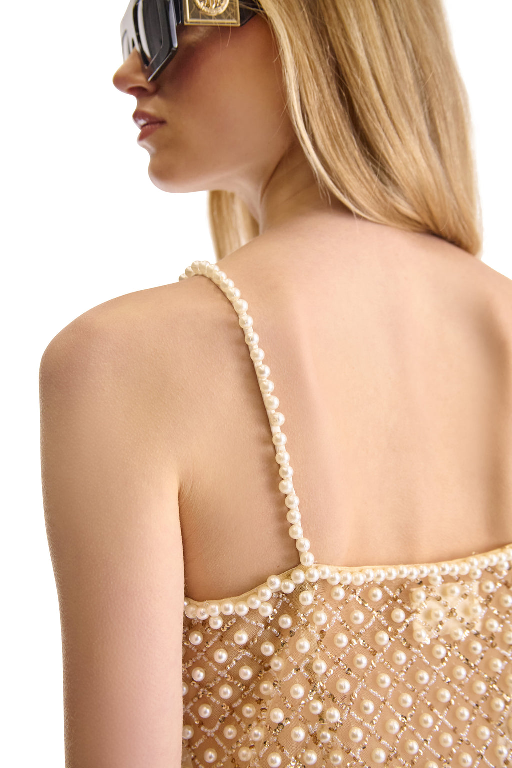 Hand Embroidered Pearl Short Dress