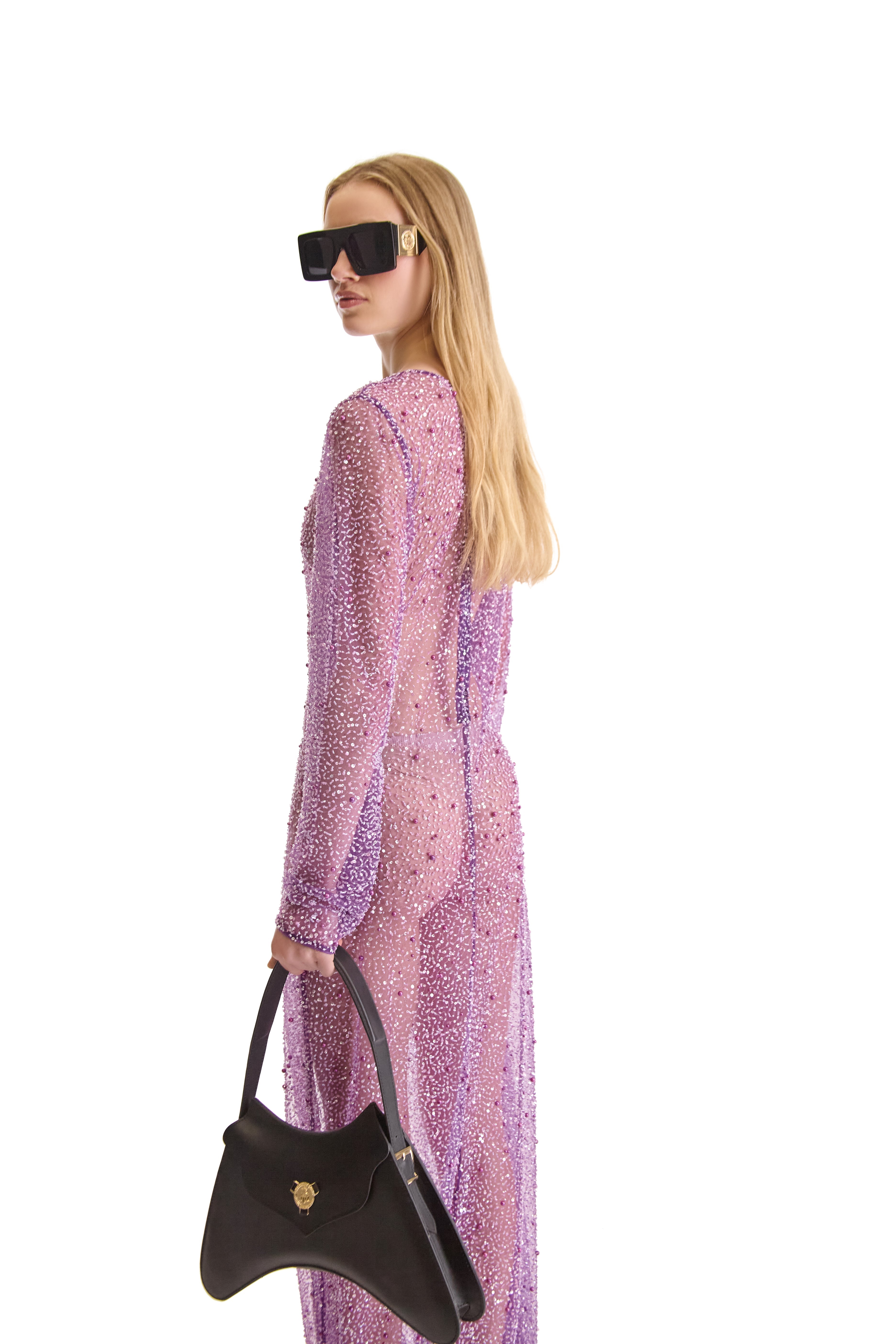 Hand Embroidered Beaded Evening Dress