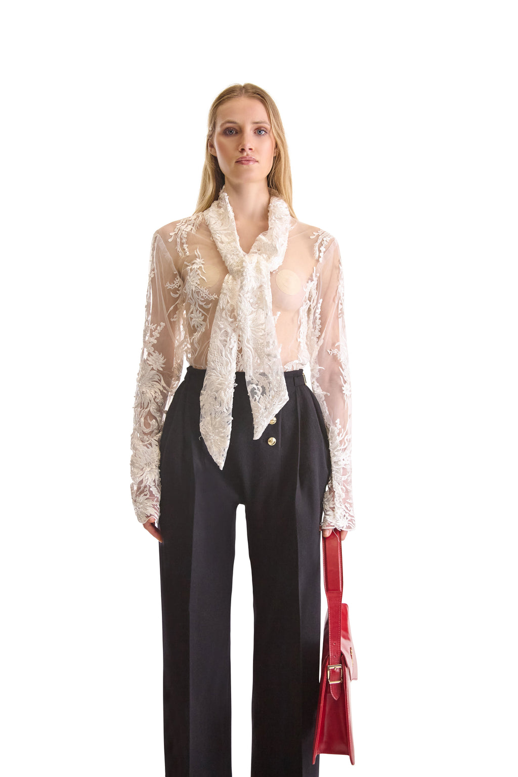 Hand Embroidered Sheer Blouse