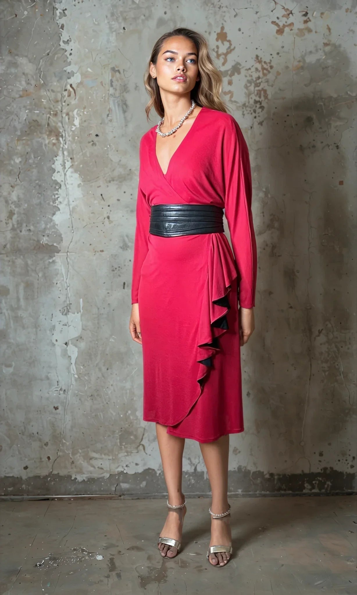 1970's Original Vintage Bright Red Disco Dress by Radley UK 8 - 14