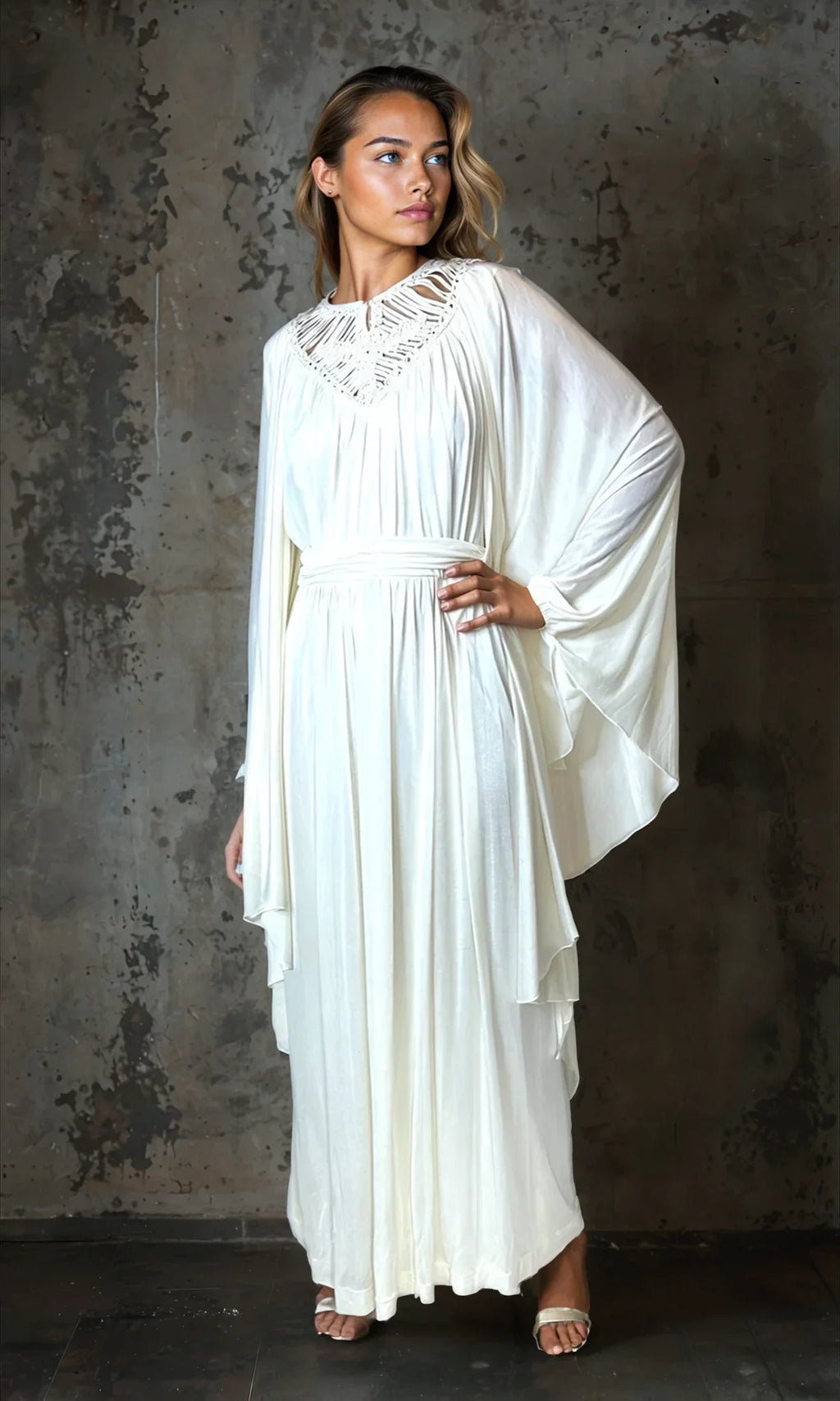 1970's Stunning Vintage Cream Goddess Wedding Dress UK 8 - 14