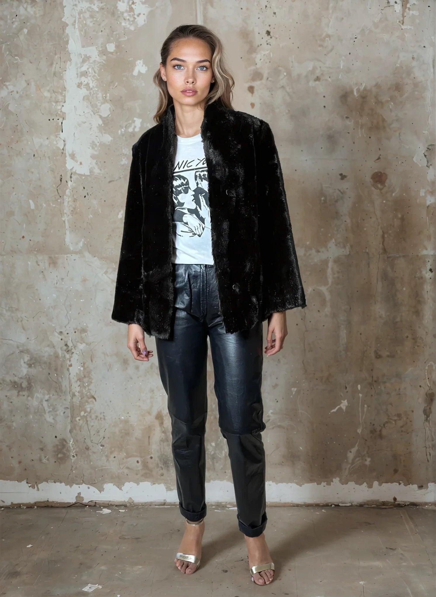 Original Vintage 1970's Dark Brown Faux Fur Coat UK 8 - 12