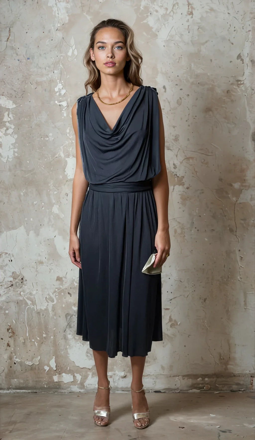 Original 1970's Vintage Black Disco Dress With Sequin Shoulder Detailing UK 8 - 12