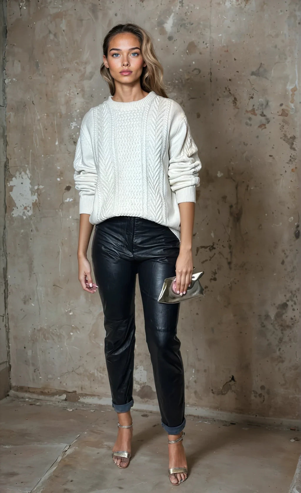 Preloved Cream Wool Mix Fishermans Jumper UK 8 - 14