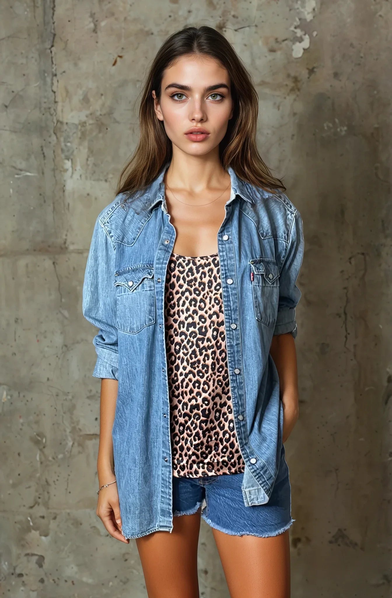 Vintage Original 1990's Levis Red Tab Western Blue Denim Shirt UK 8 - 14