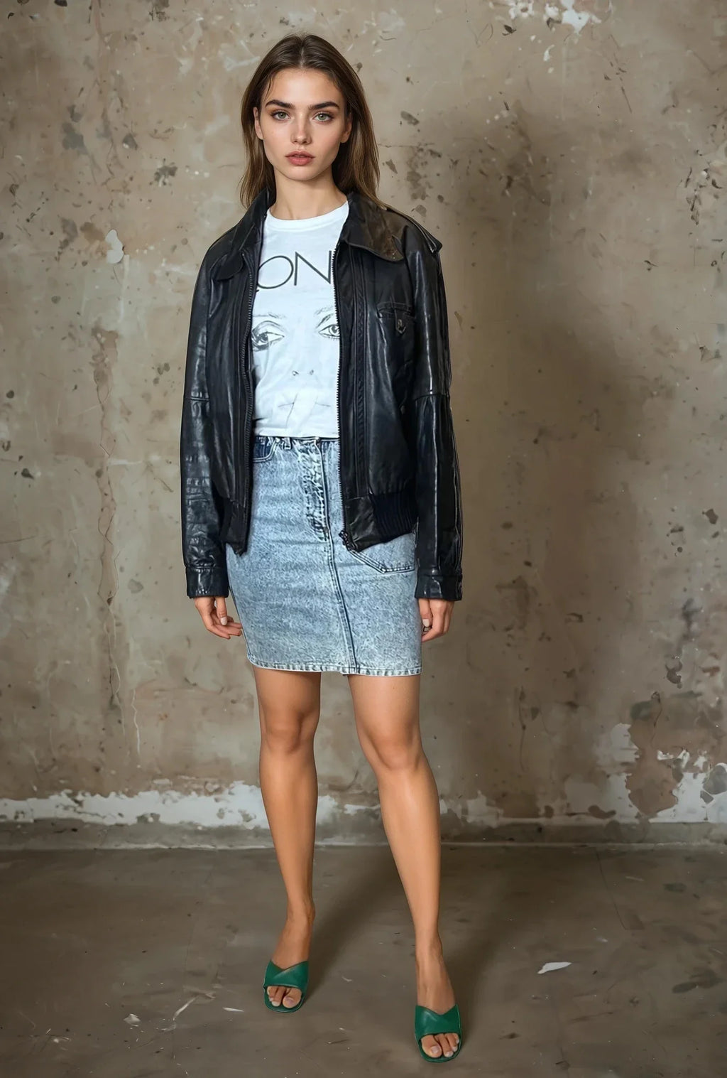 Original 1980's Vintage Acid Wash Denim Skirt UK 8 - 10