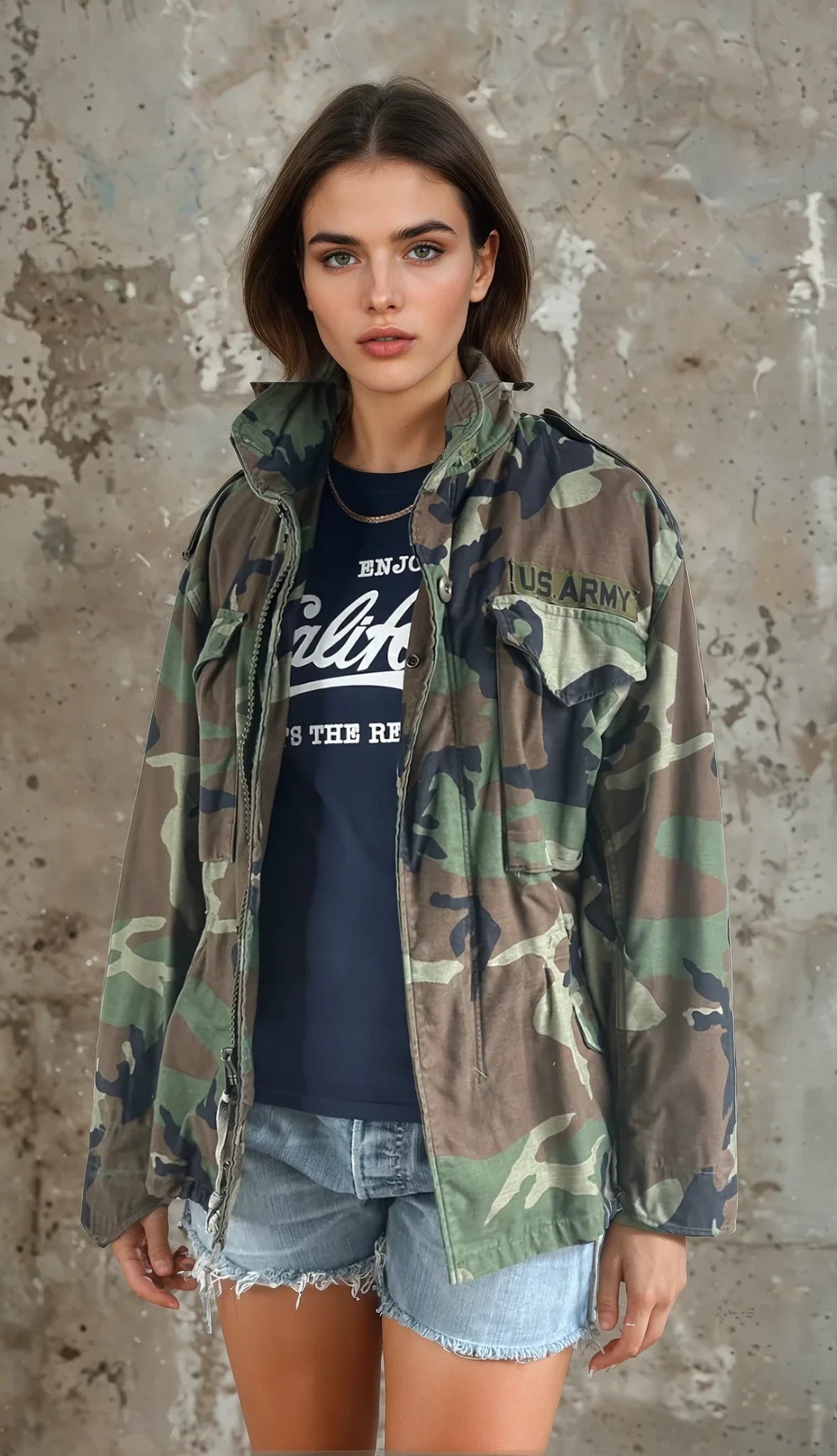 Original Vintage US Army M65 Camouflage Jacket UK 8 - 14