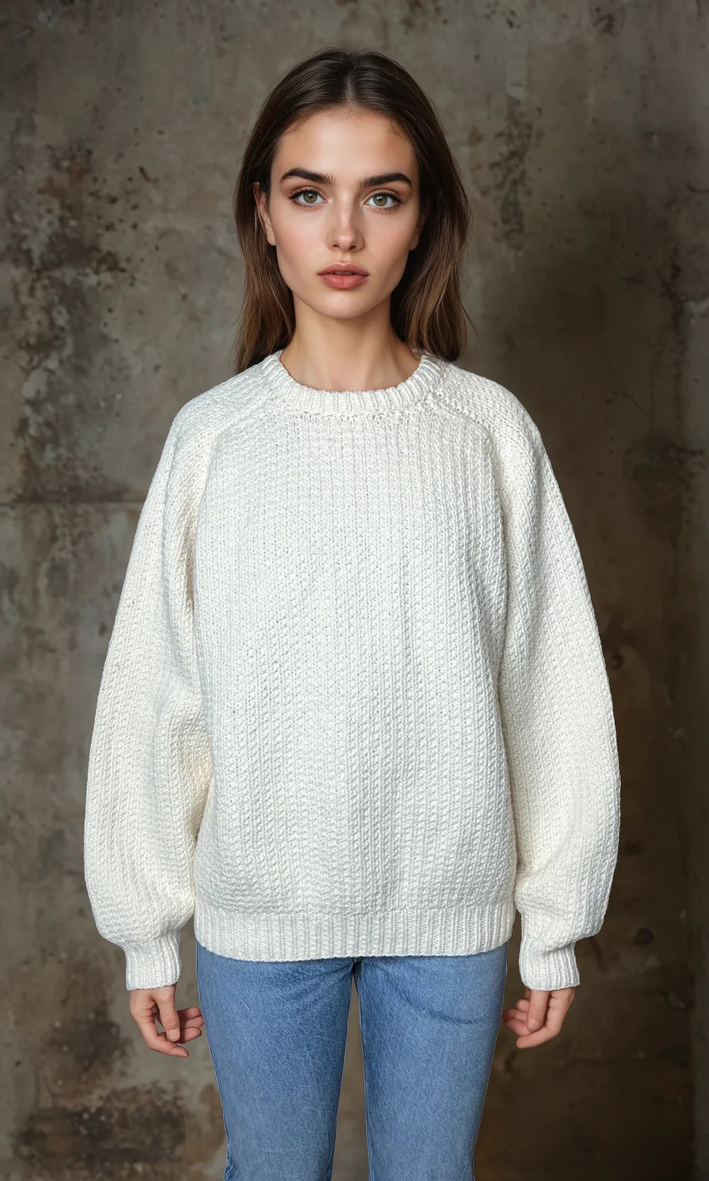 Preloved Chunky Knit Wool Mix Cream Jumper UK 8 - 14