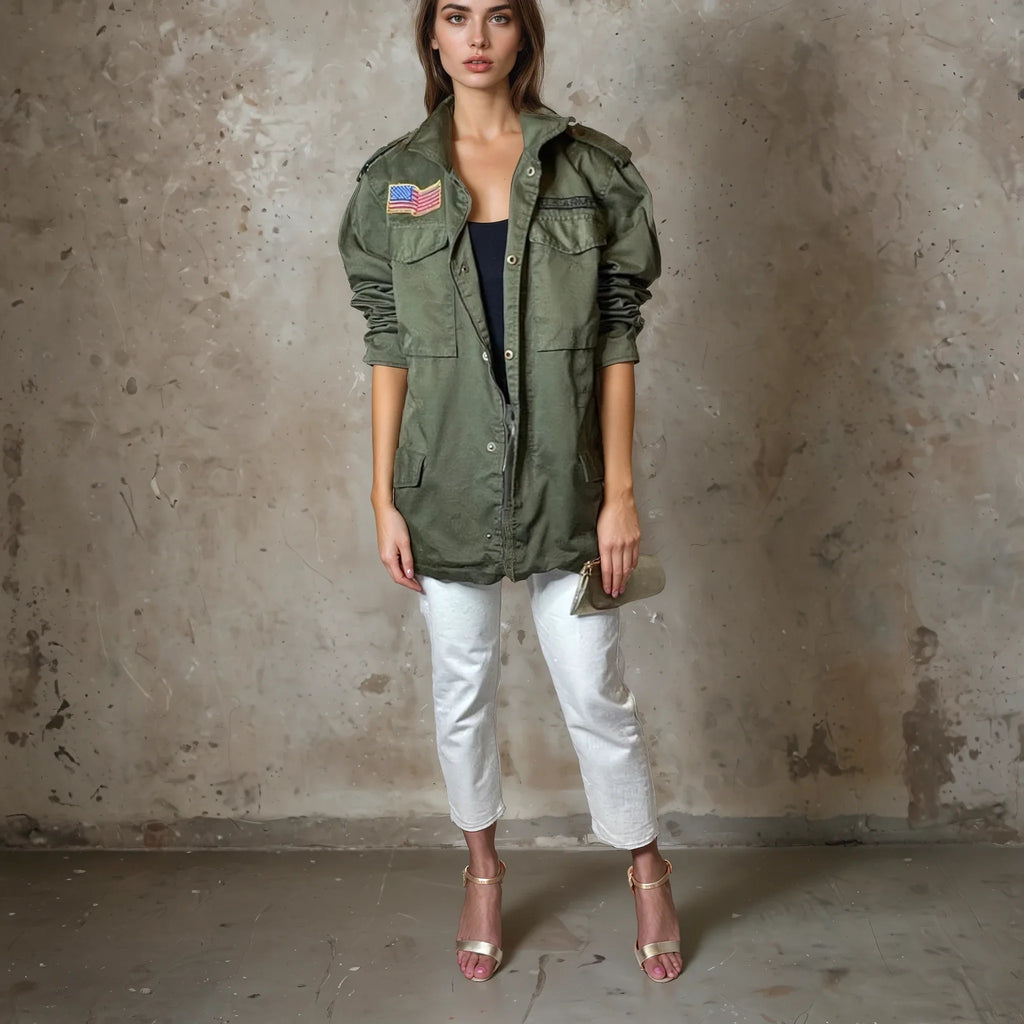 Vintage American US Army Jacket In Green UK 8 - 16