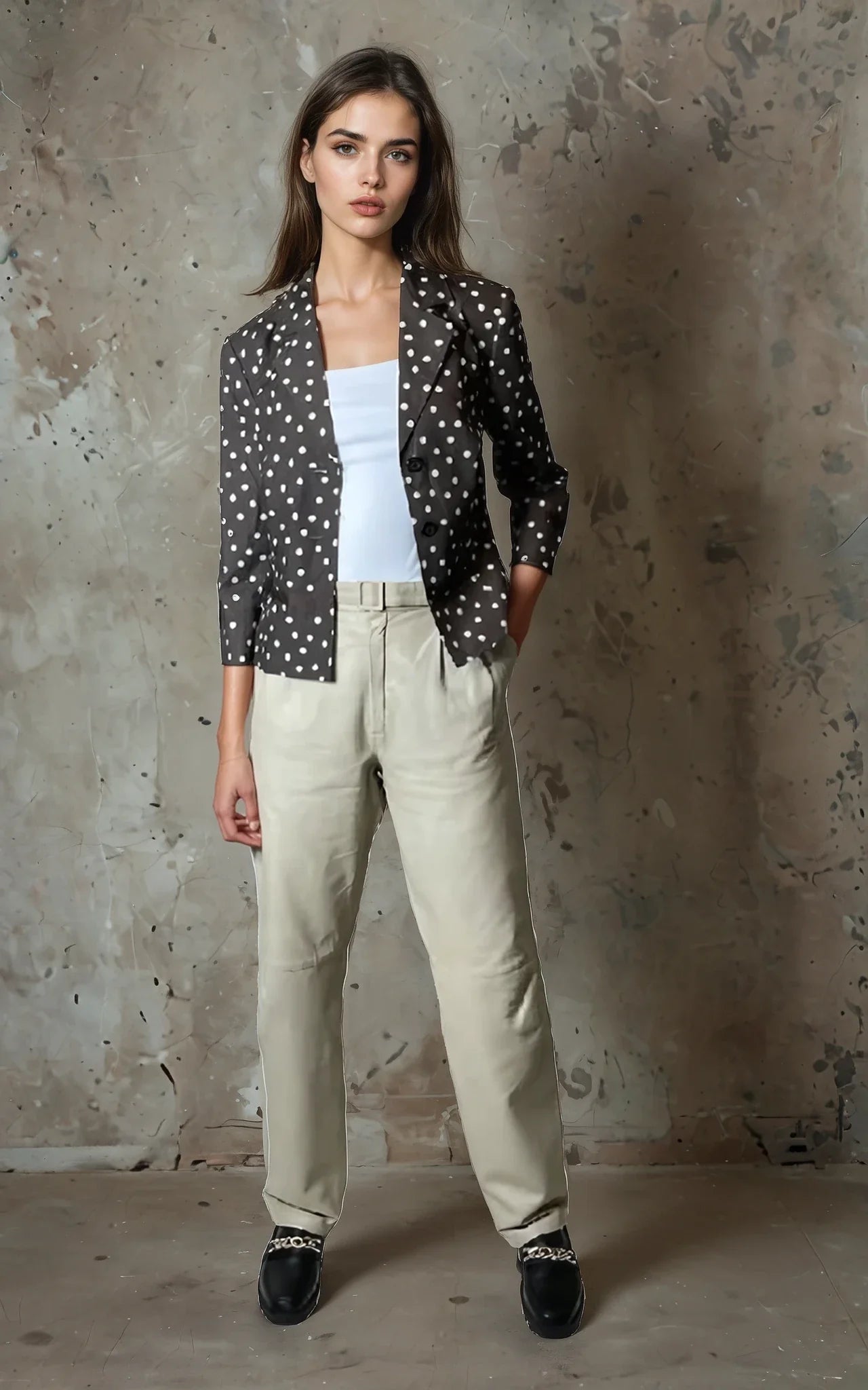 Vintage Original 1980's Italian Cream Leather Trousers UK 8 - 10