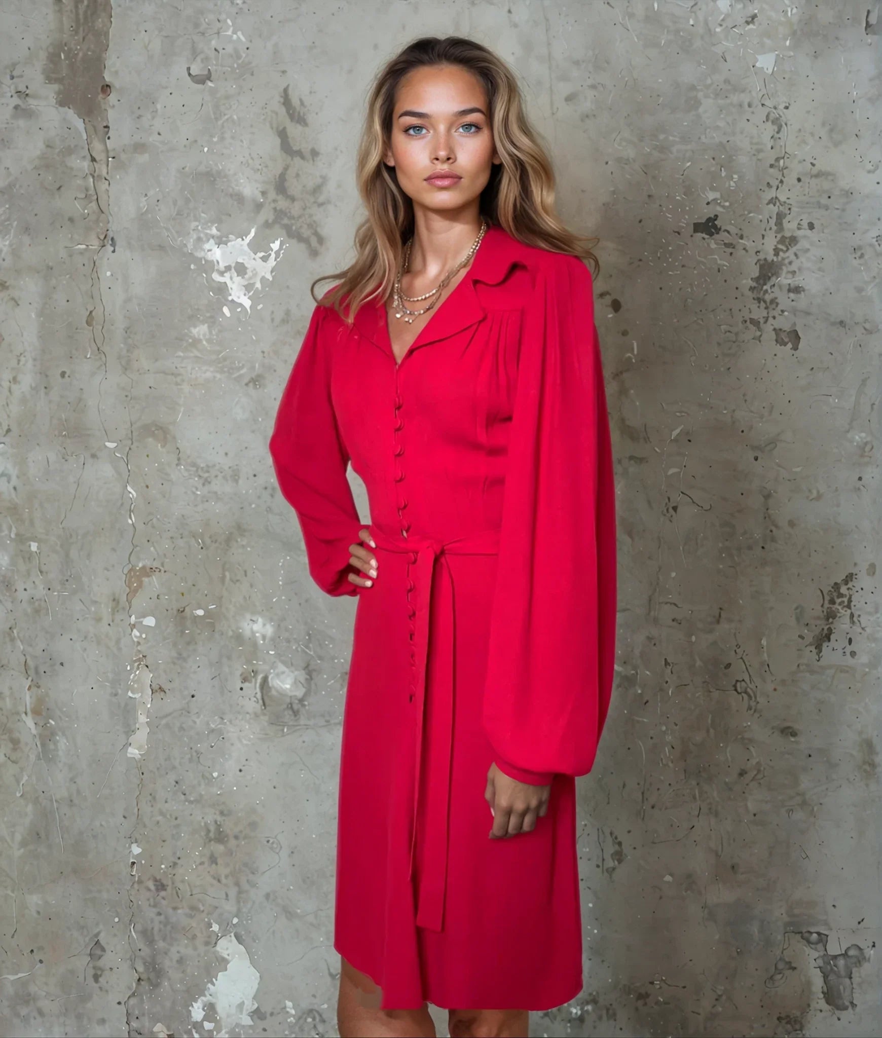 Vintage 1970'S Original Red Ossie Clark For Radley Dress Uk 10 - 12