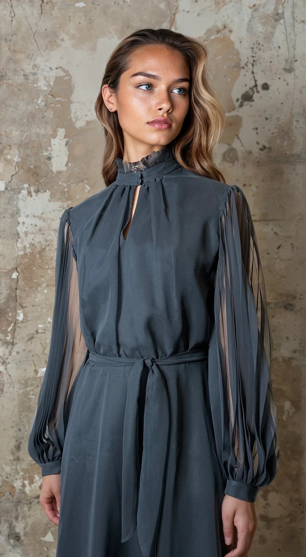 Stunning Original 1970's Vintage Black Peekaboo Dress UK 12 - 14