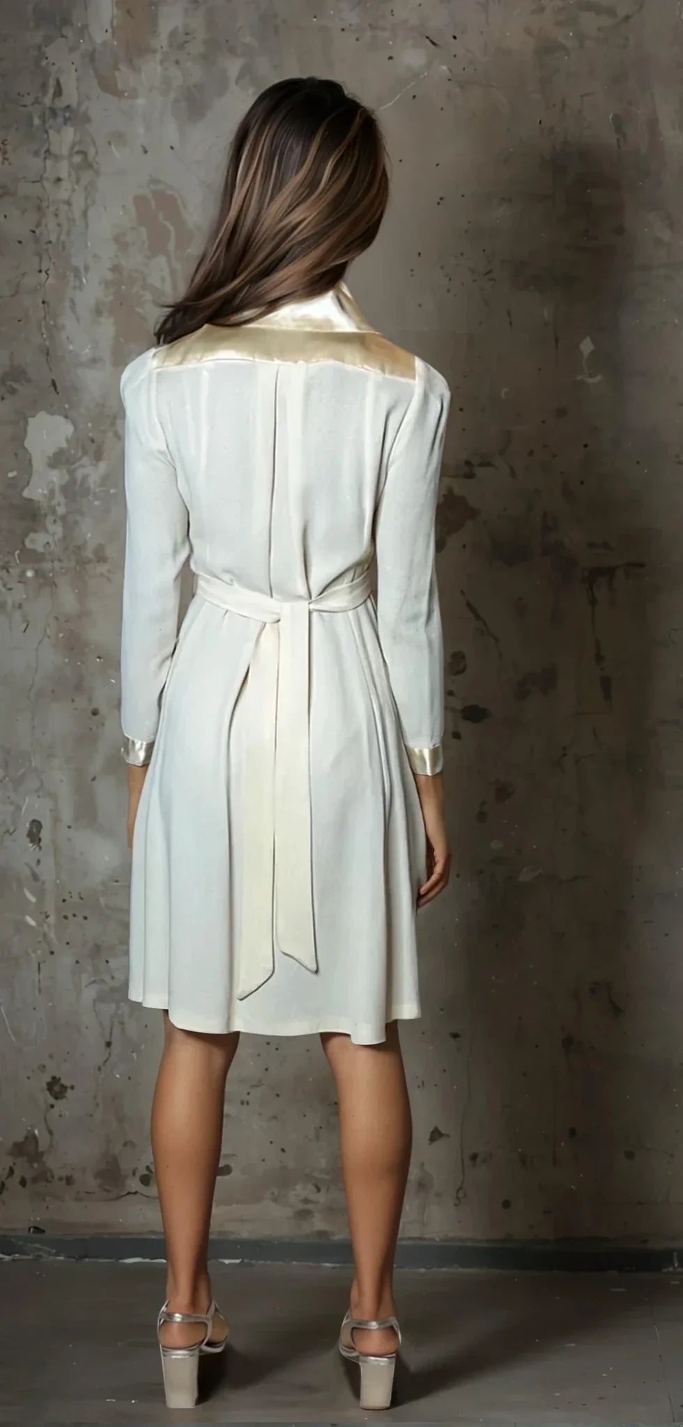 1970'S Gorgeous Vintage Cream Moss Crepe Wedding Dress Uk 8 - 12