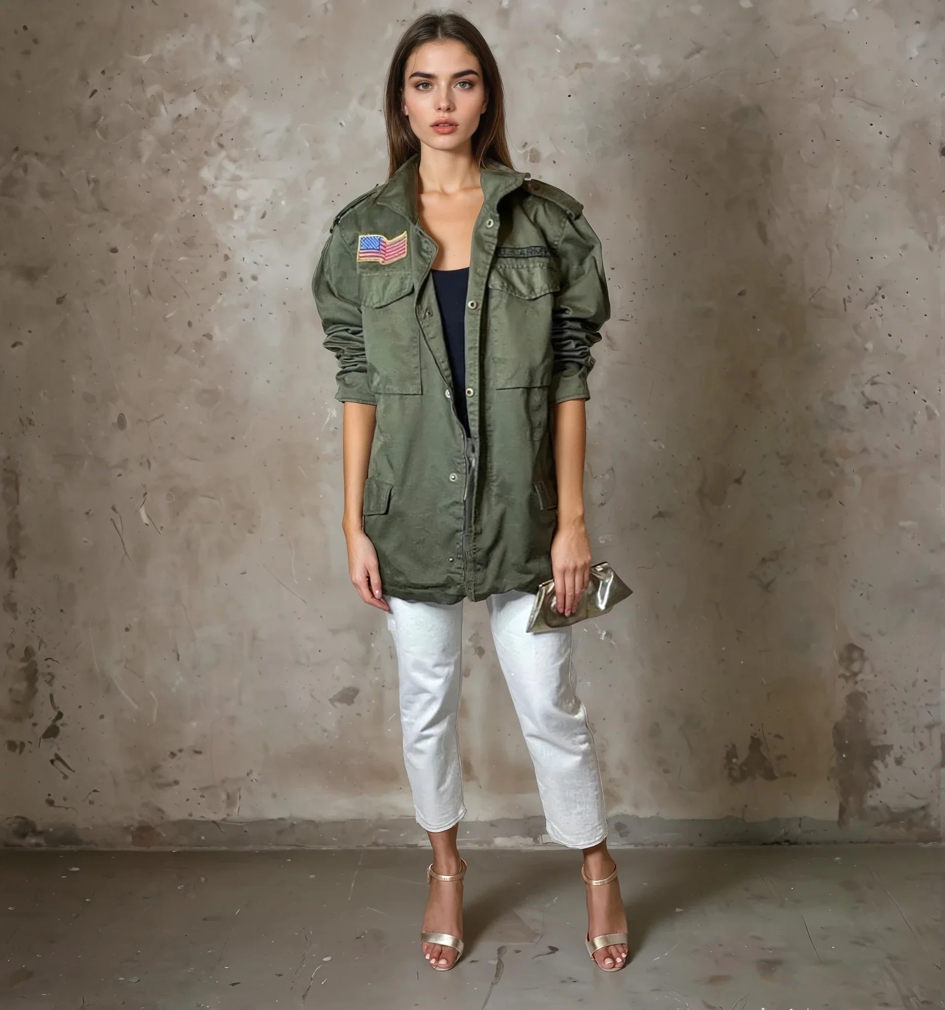 Vintage American US Army Jacket In Green UK 8 - 16