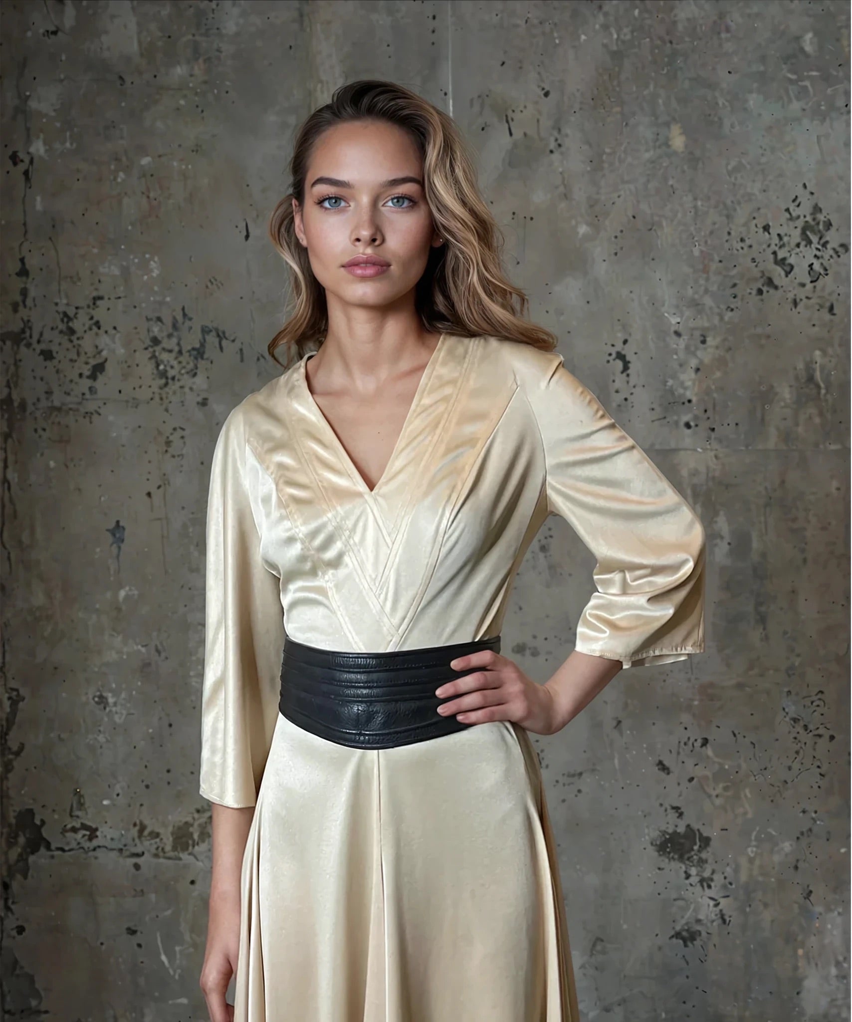 Original 1970's Vintage Gold Disco Dress by Frank Usher UK 10 - 12