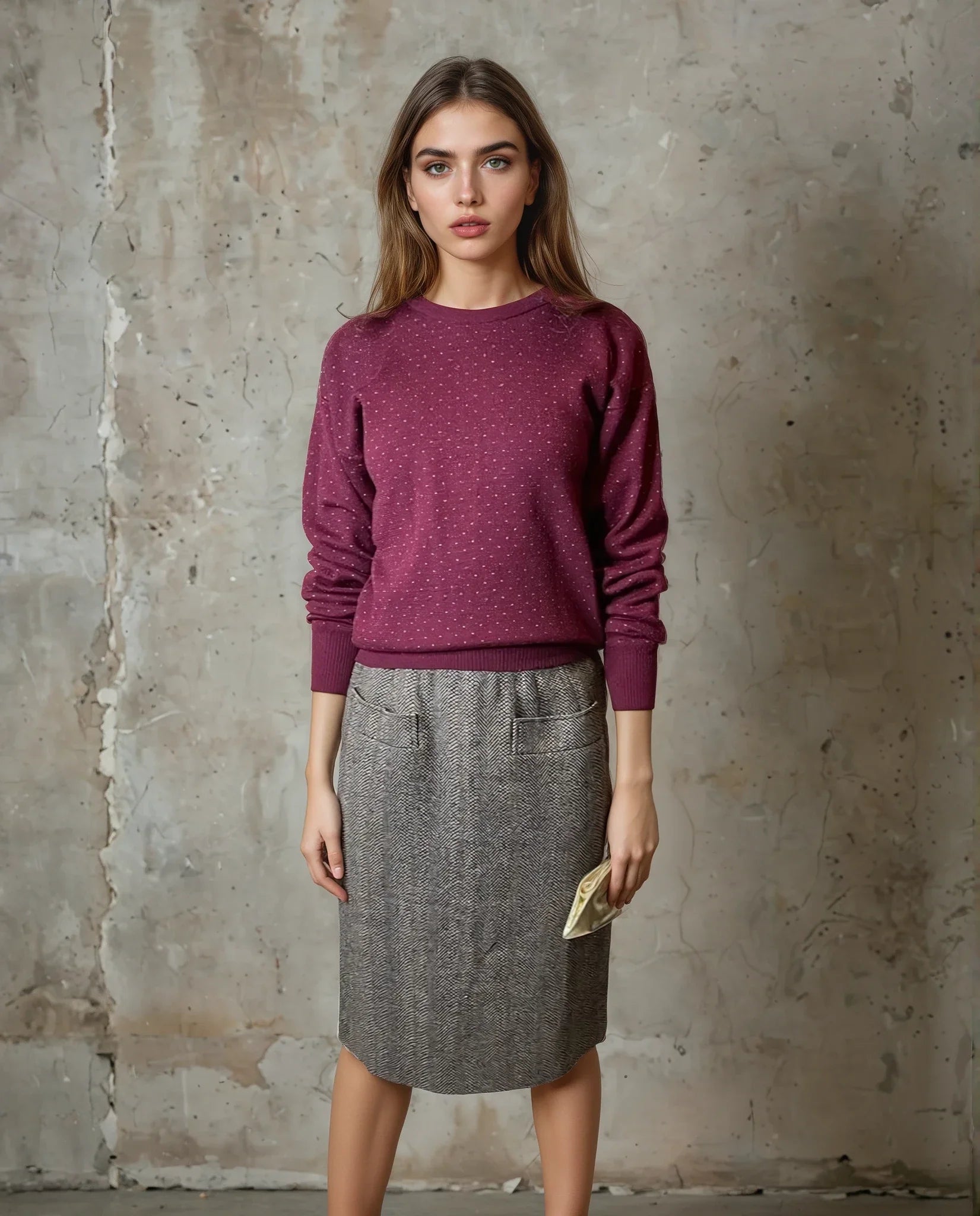 ORIGINAL VINTAGE SAINT LAURENT TWEED WOOL SKIRT UK 10 - 12