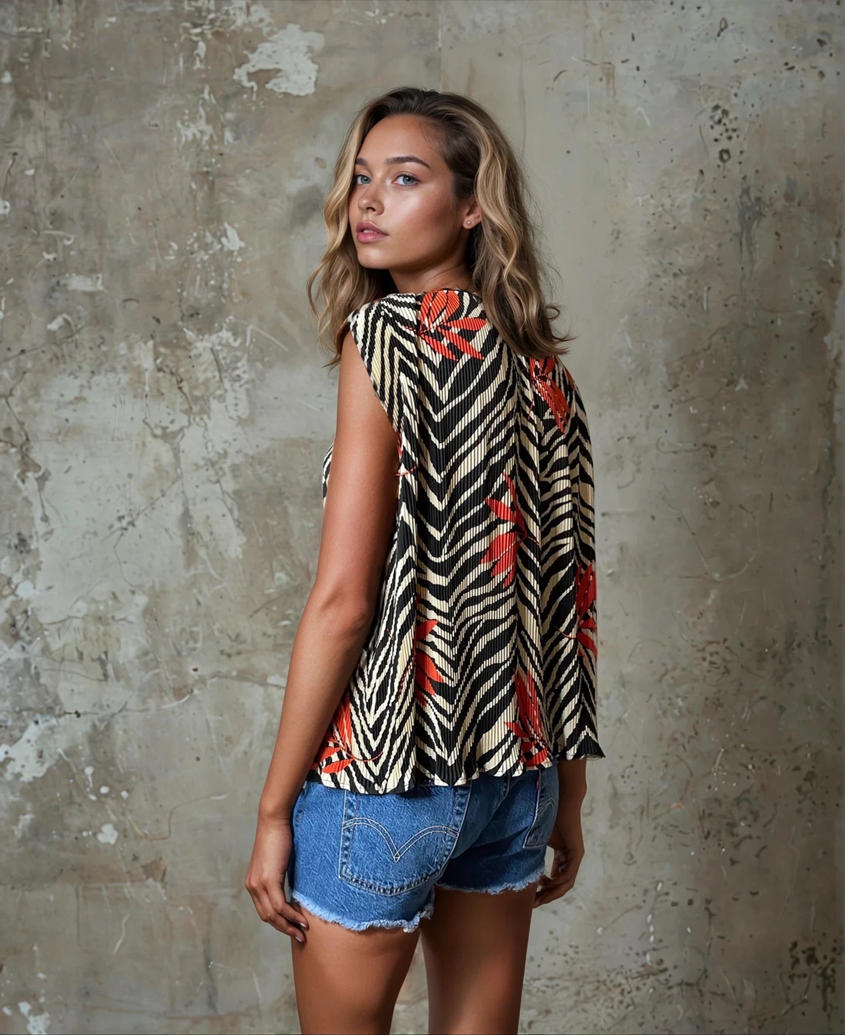 Original 1970's Vintage Palm Print Top by Radley Uk Size 10 - 12