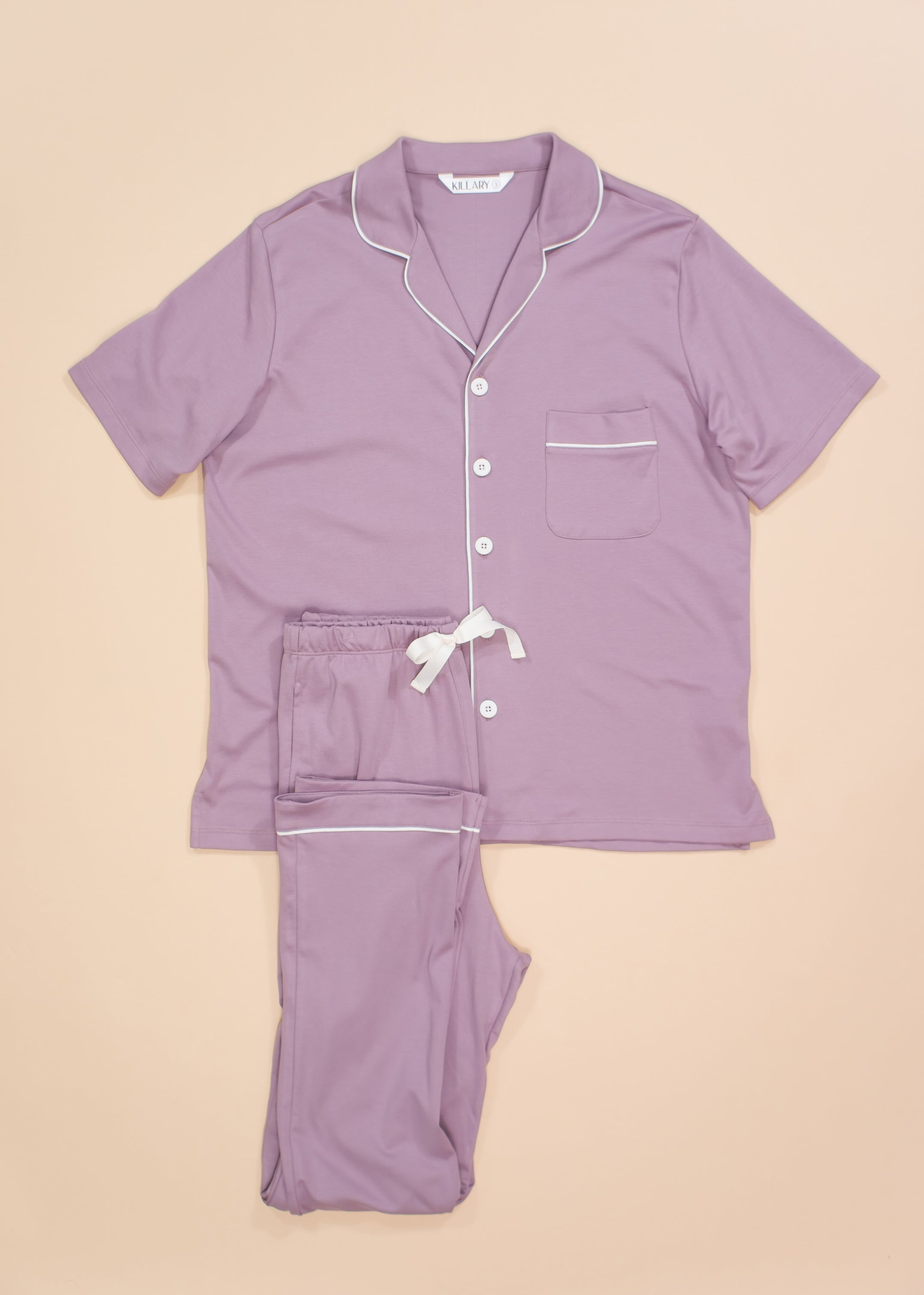 Pale purple set with short-sleeves and trouser