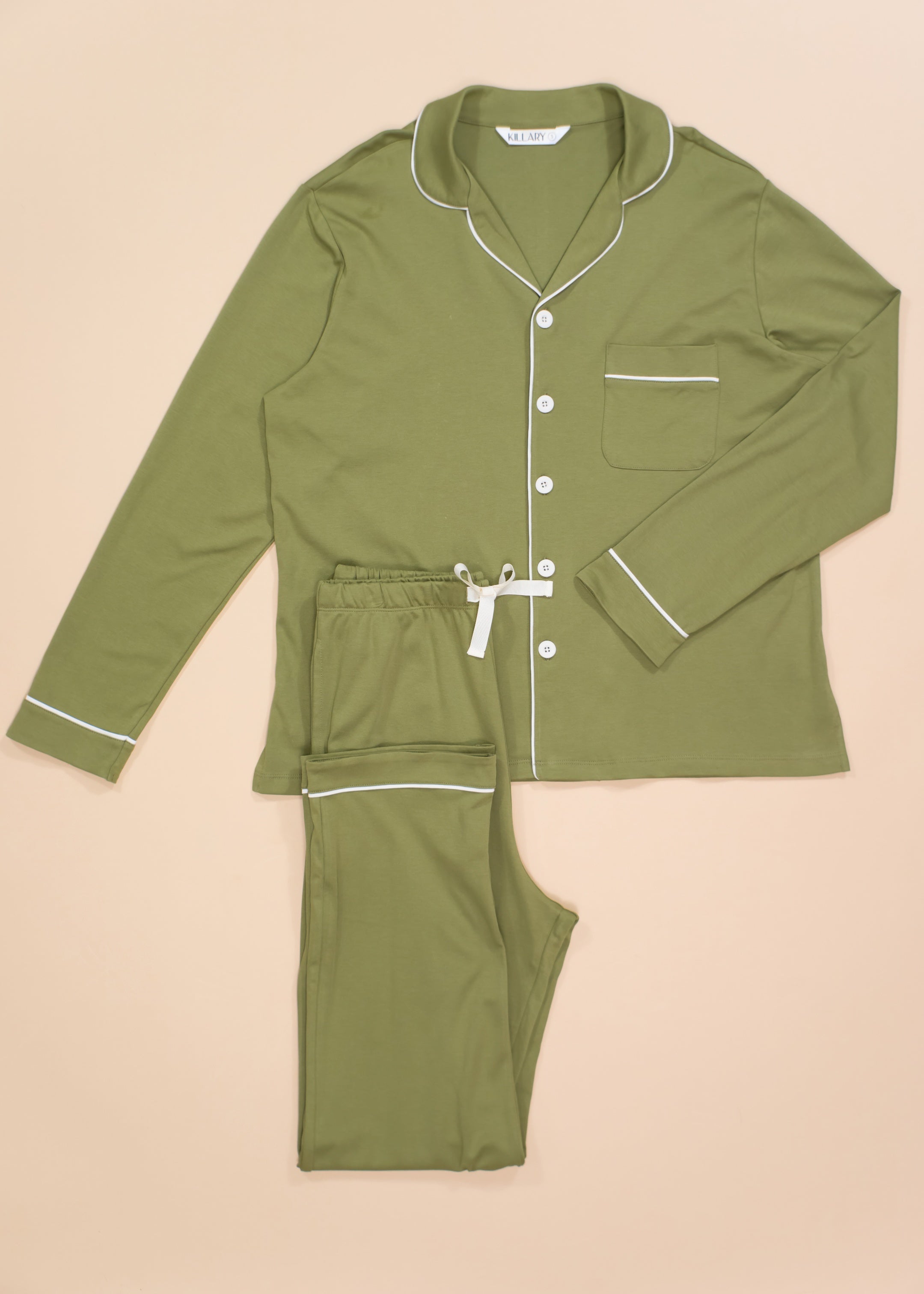 Olive green set with long-sleeves top and trouser